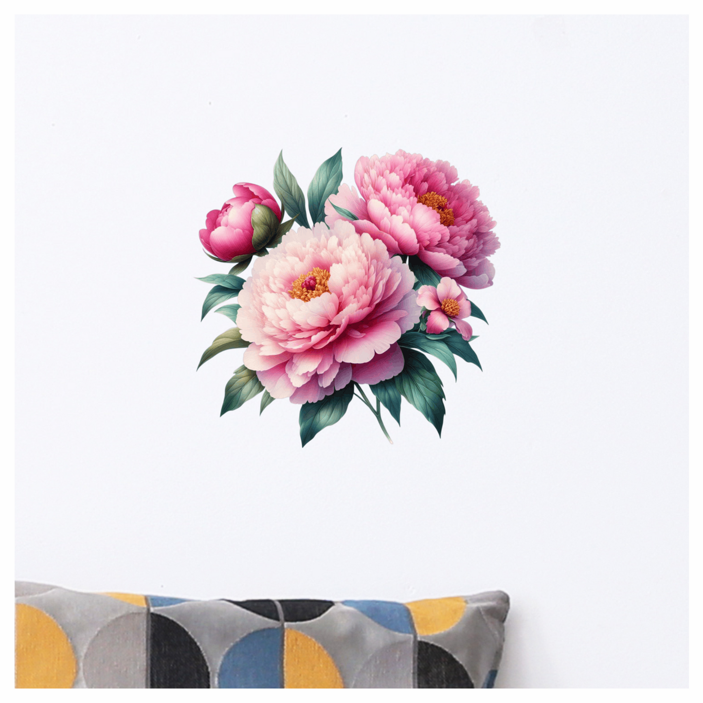 Pink Flowers Green Leaves Blooming Garden Vinyl Sticker Decal