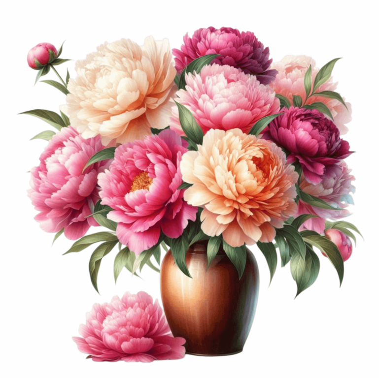 Pink White Orange Red Flowers Vase Vinyl Sticker Decal