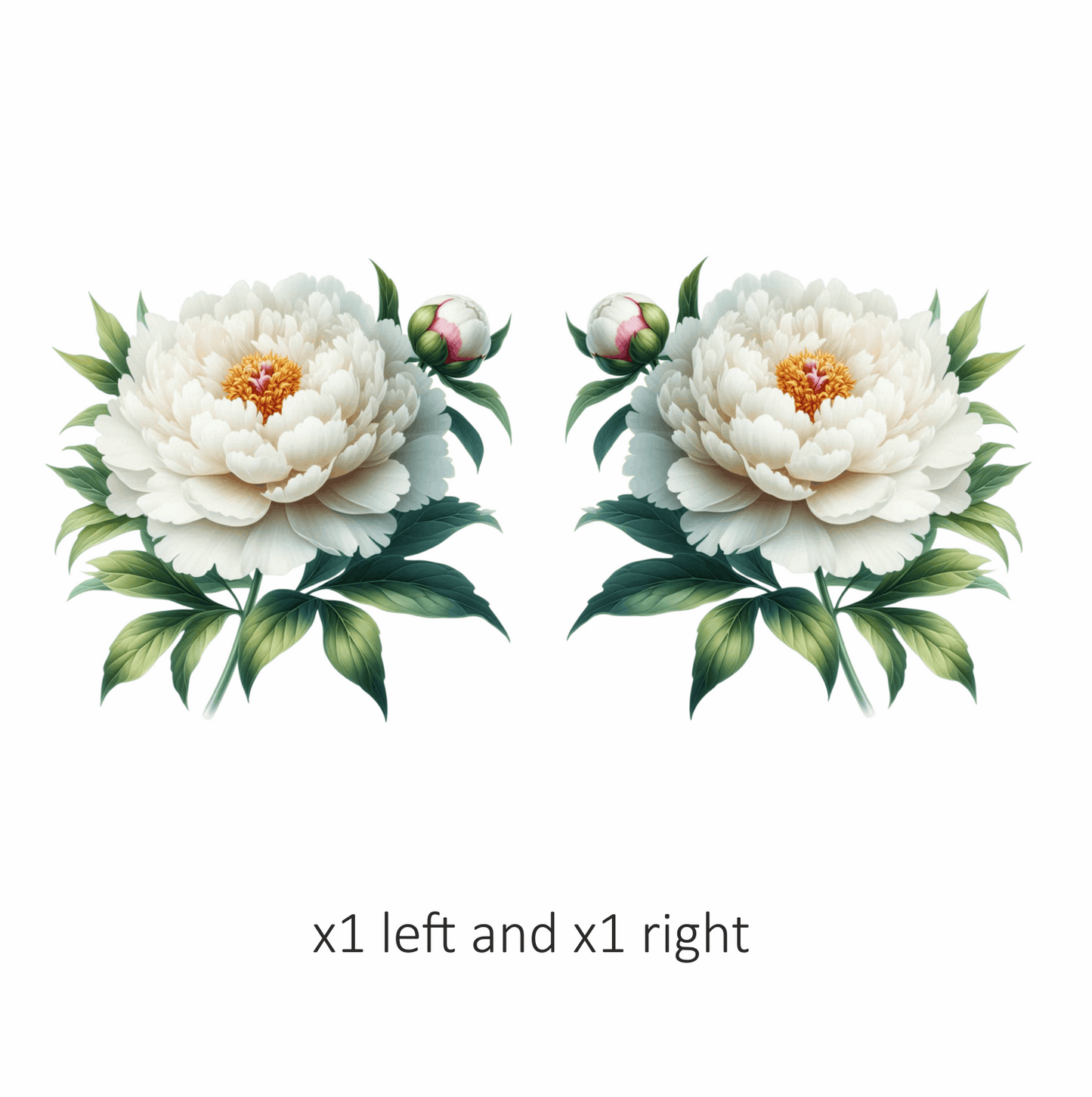 White Flower Green Leaves Blooming Bud Vinyl Sticker Decal