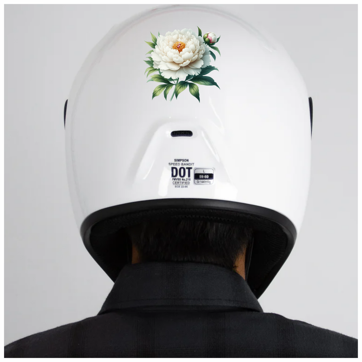 White Flower Green Leaves Blooming Bud Vinyl Sticker Decal