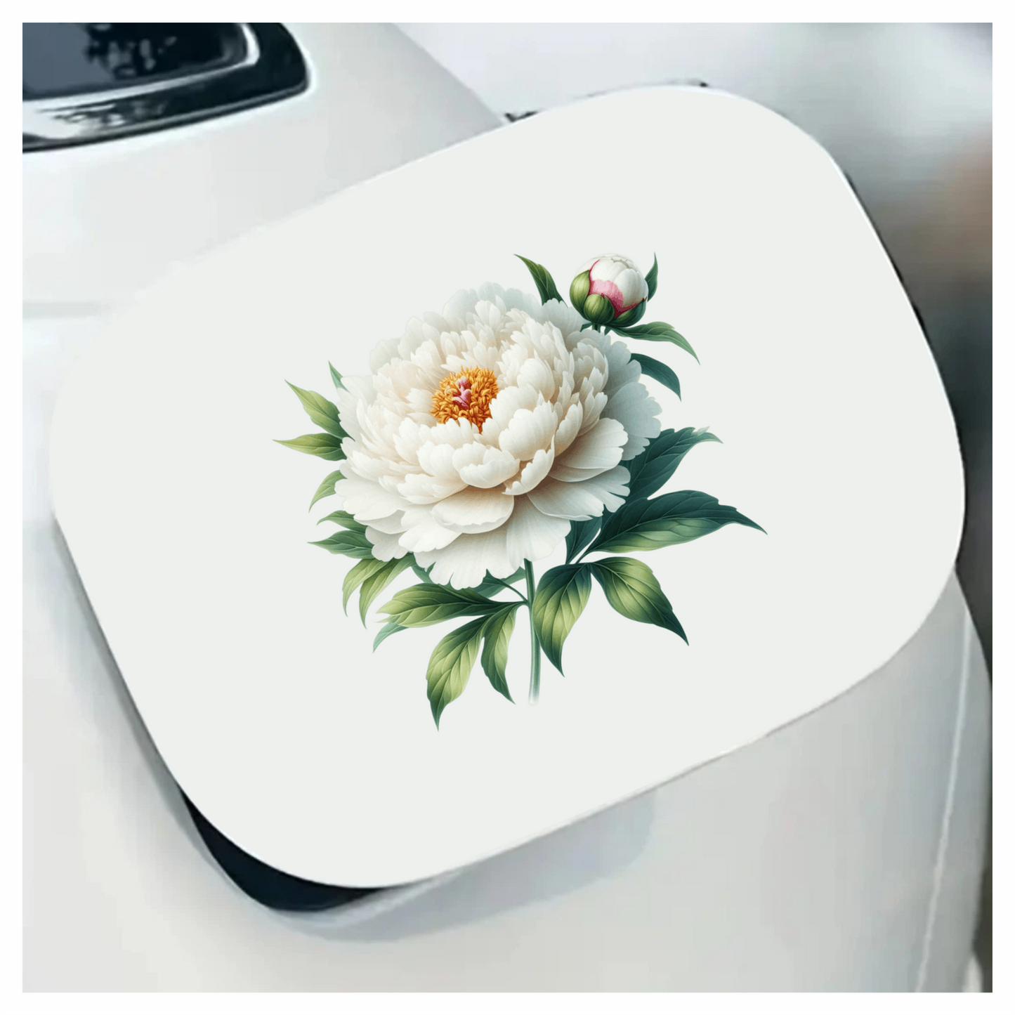 White Flower Green Leaves Blooming Bud Vinyl Sticker Decal