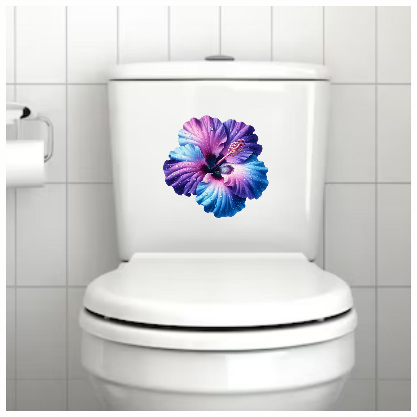 Purple Blue Hibiscus Flower With Water Vinyl Sticker Decal