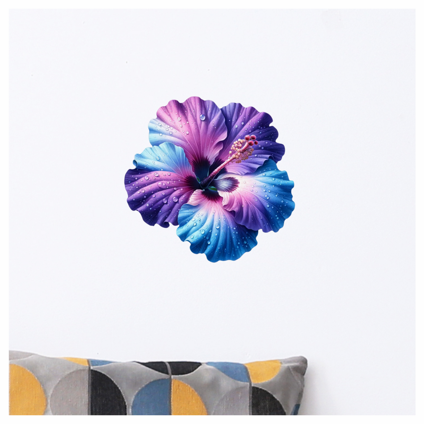 Purple Blue Hibiscus Flower With Water Vinyl Sticker Decal