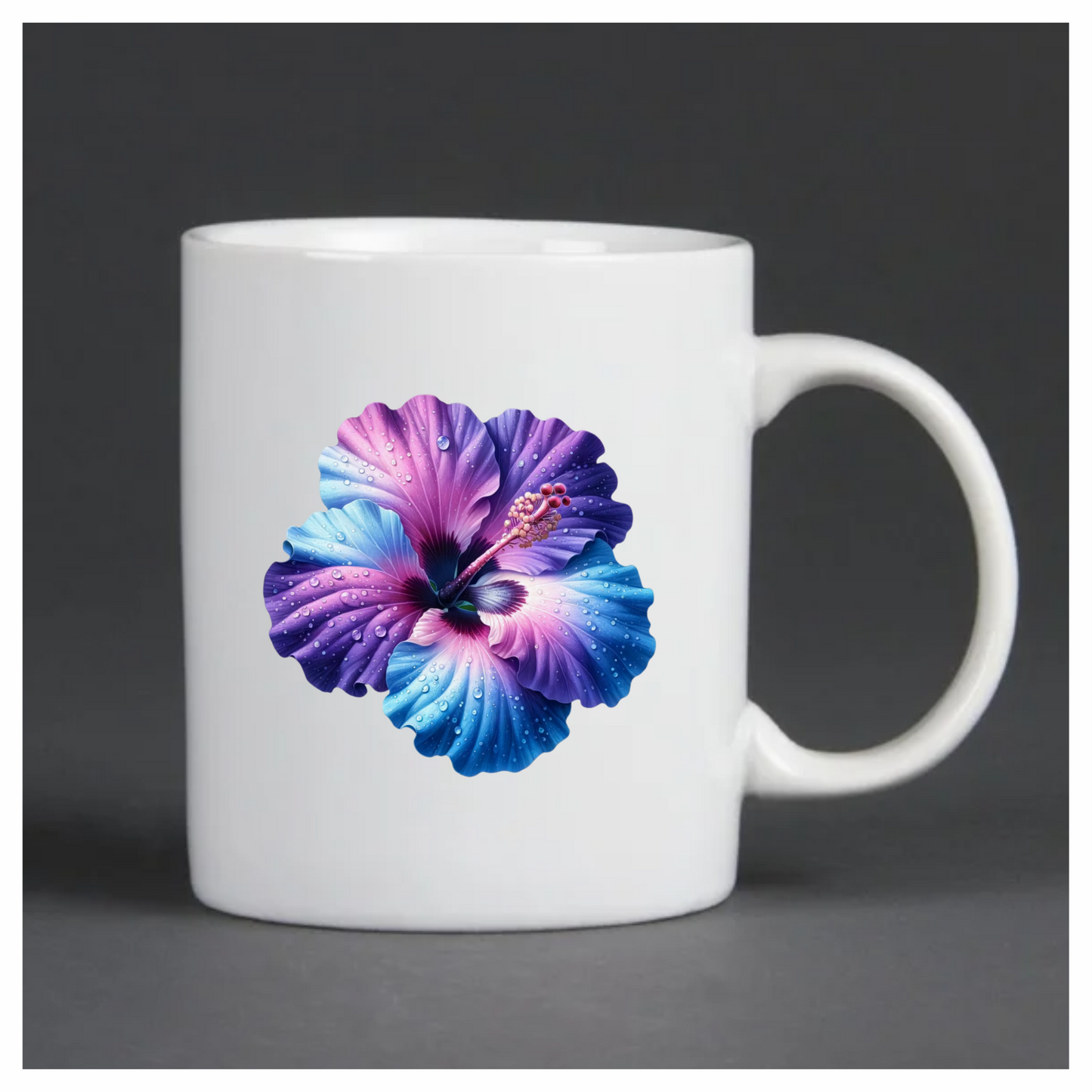 Purple Blue Hibiscus Flower With Water Vinyl Sticker Decal
