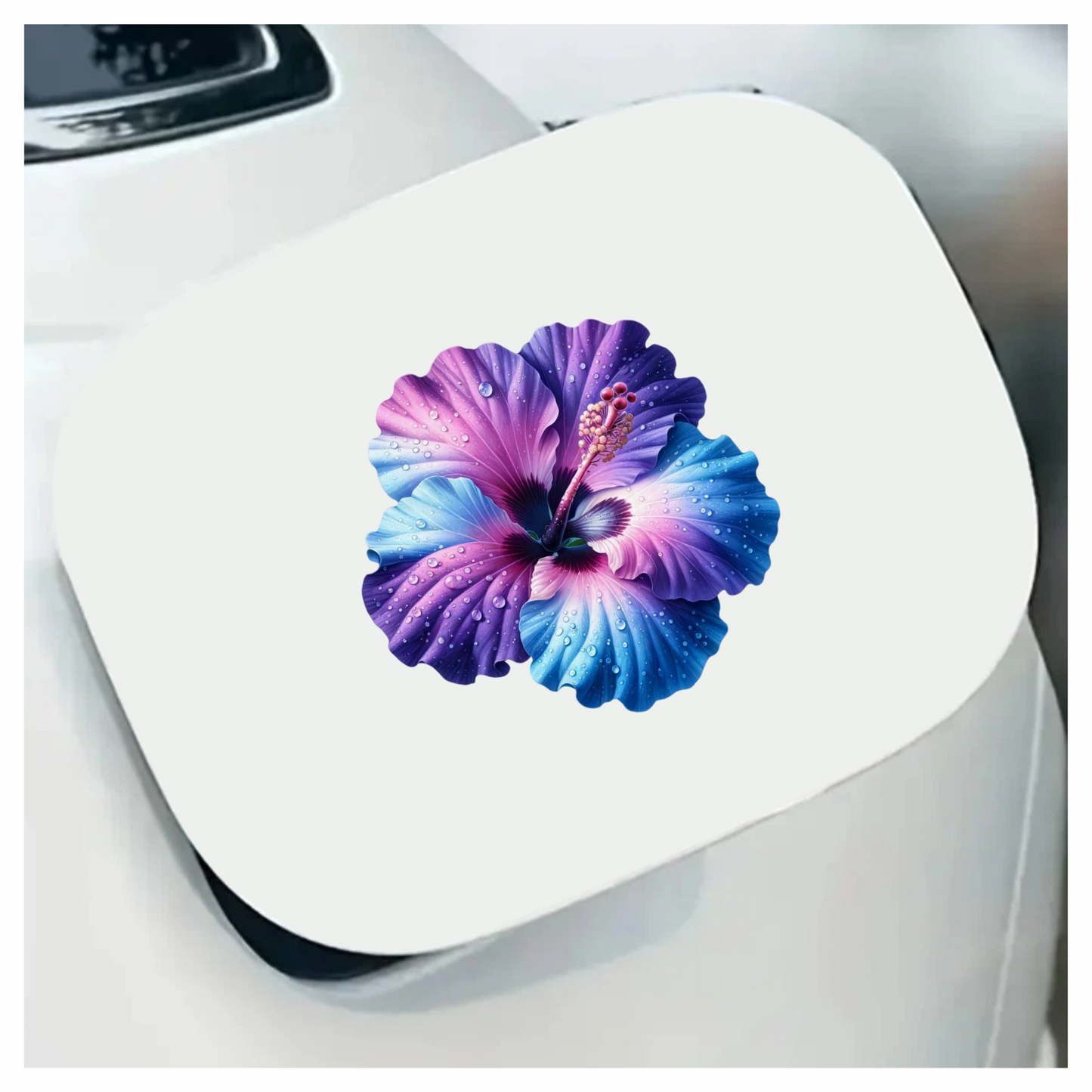Purple Blue Hibiscus Flower With Water Vinyl Sticker Decal