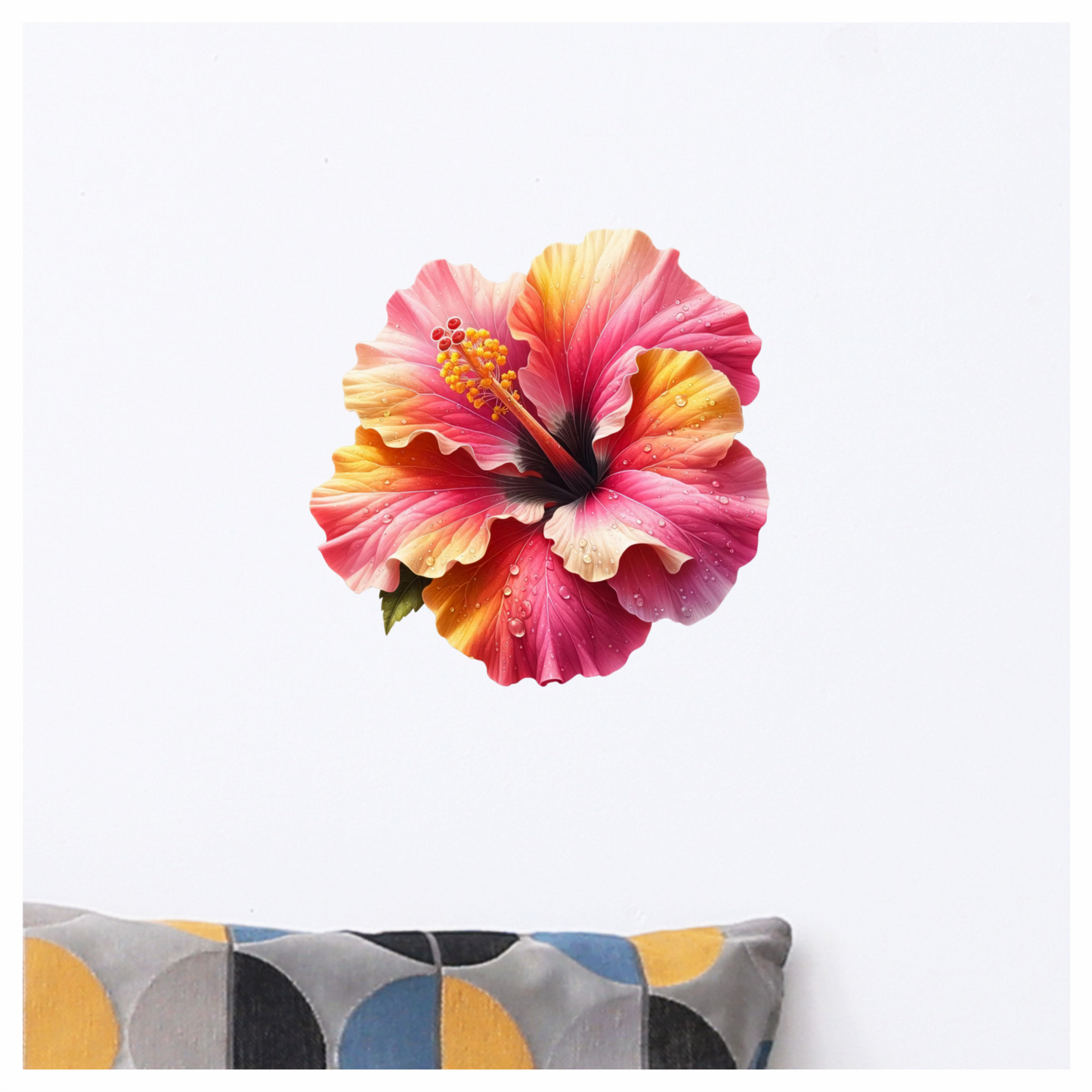 Pink Yellow Hibiscus Flower Water Vinyl Sticker Decal