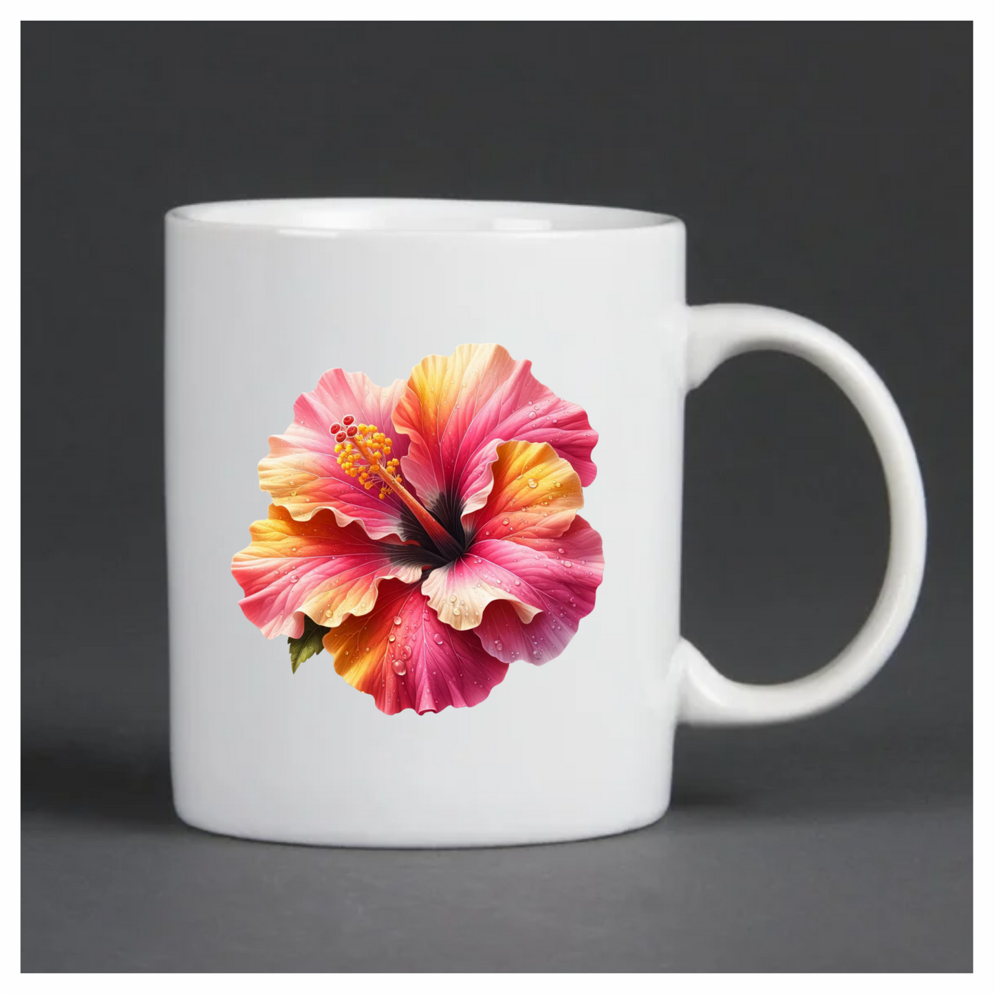 Pink Yellow Hibiscus Flower Water Vinyl Sticker Decal