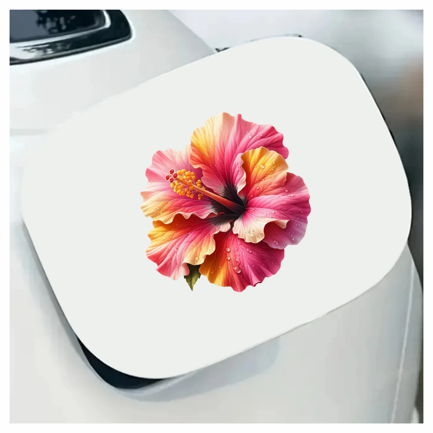 Pink Yellow Hibiscus Flower Water Vinyl Sticker Decal