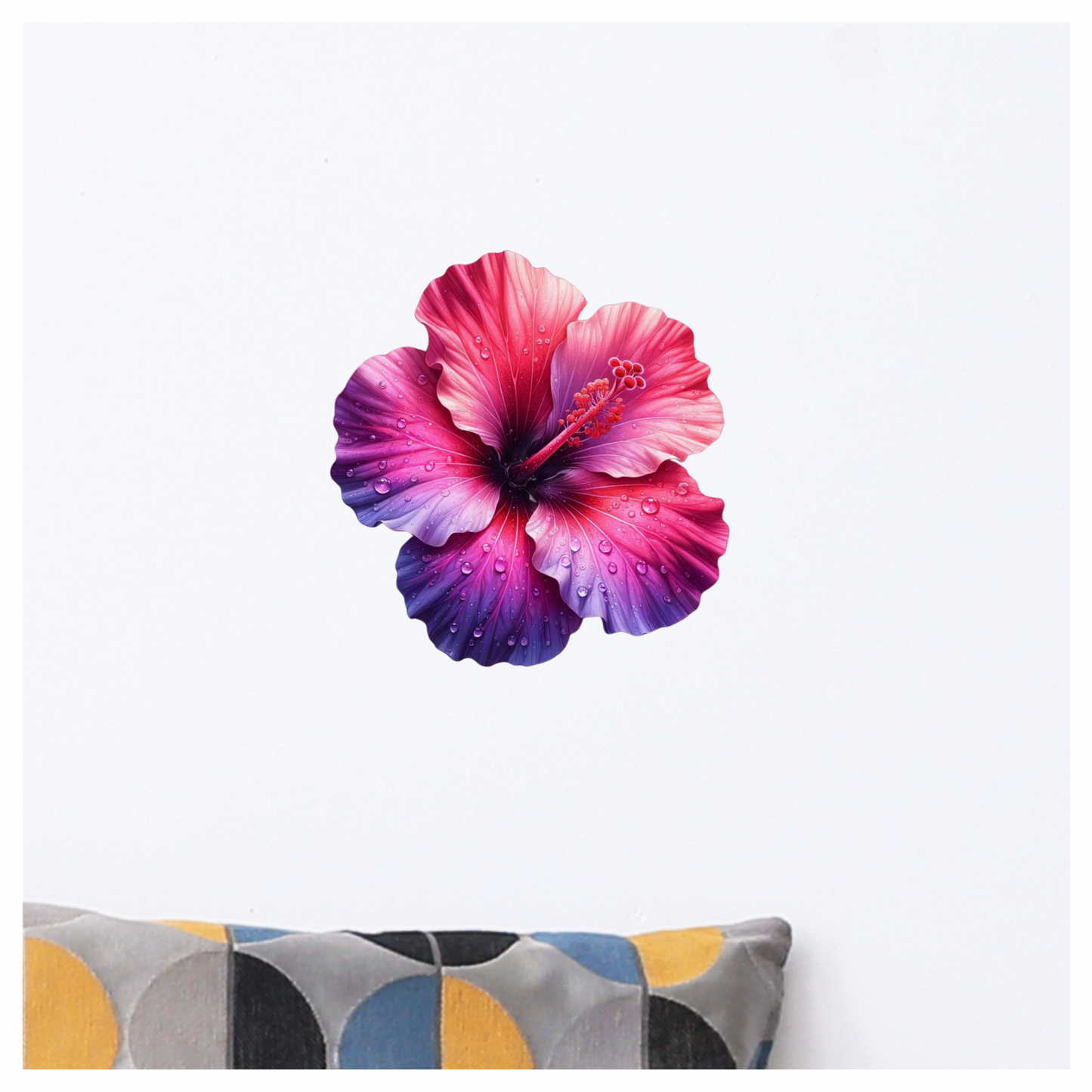 Pink Hibiscus Flower With Water Vinyl Sticker Decal