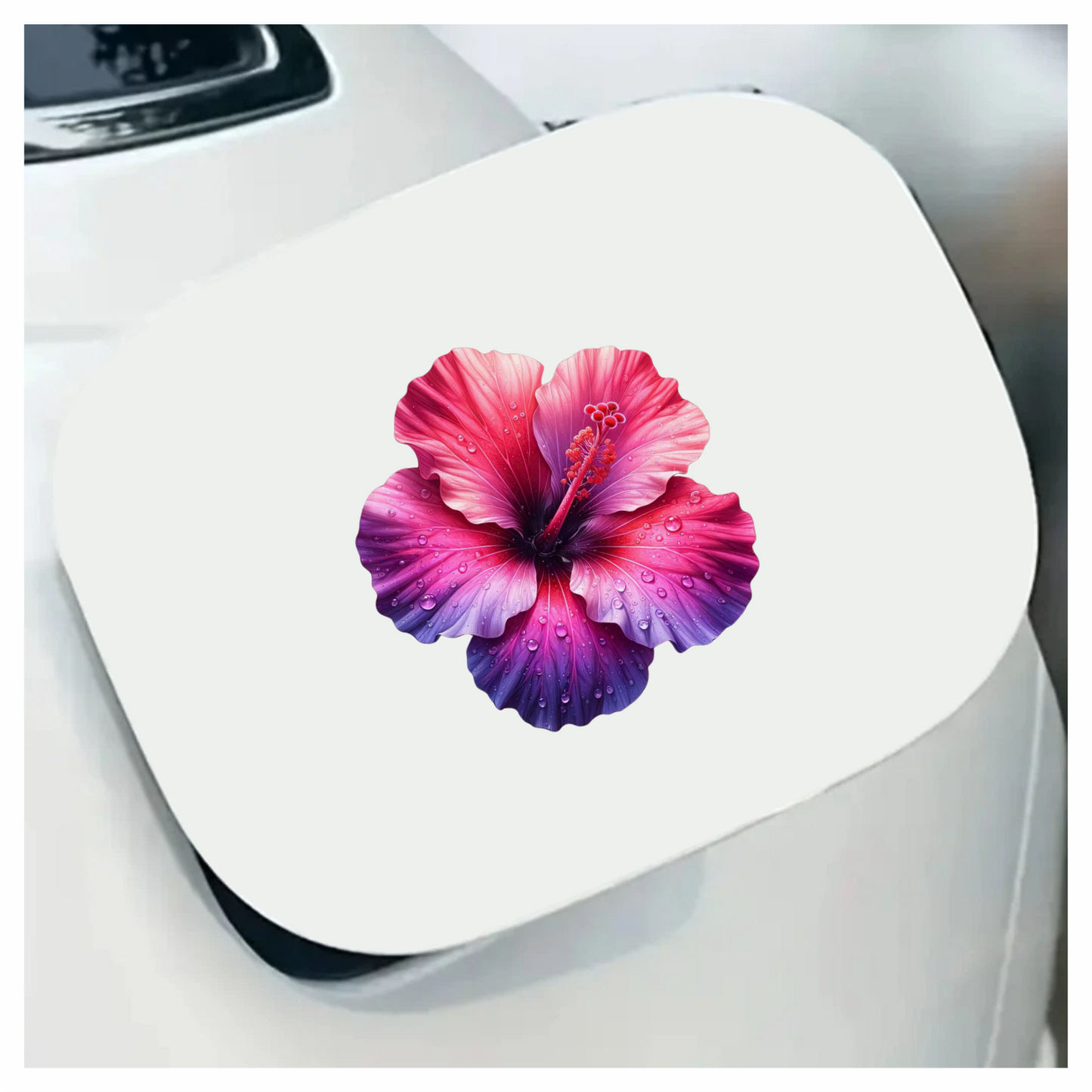 Pink Hibiscus Flower With Water Vinyl Sticker Decal