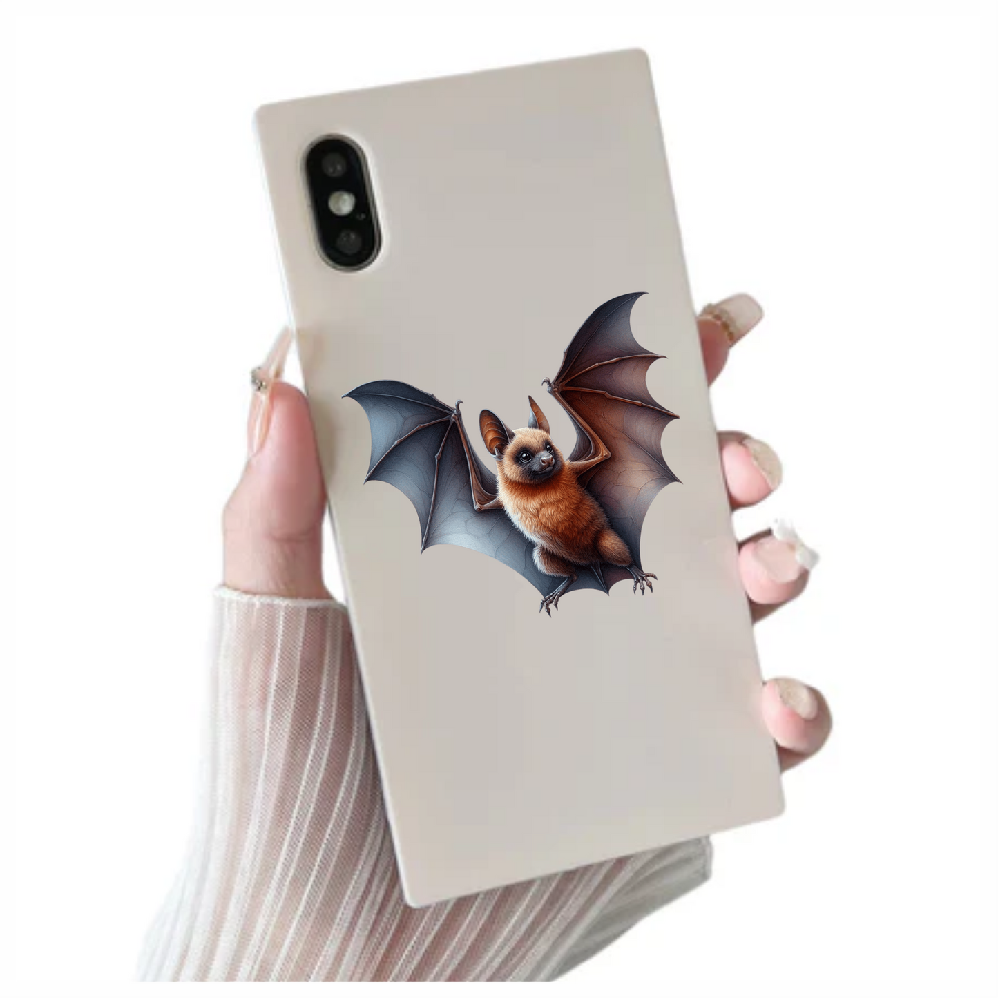 Brown Bat Open Wings Flying Vinyl Sticker Decal