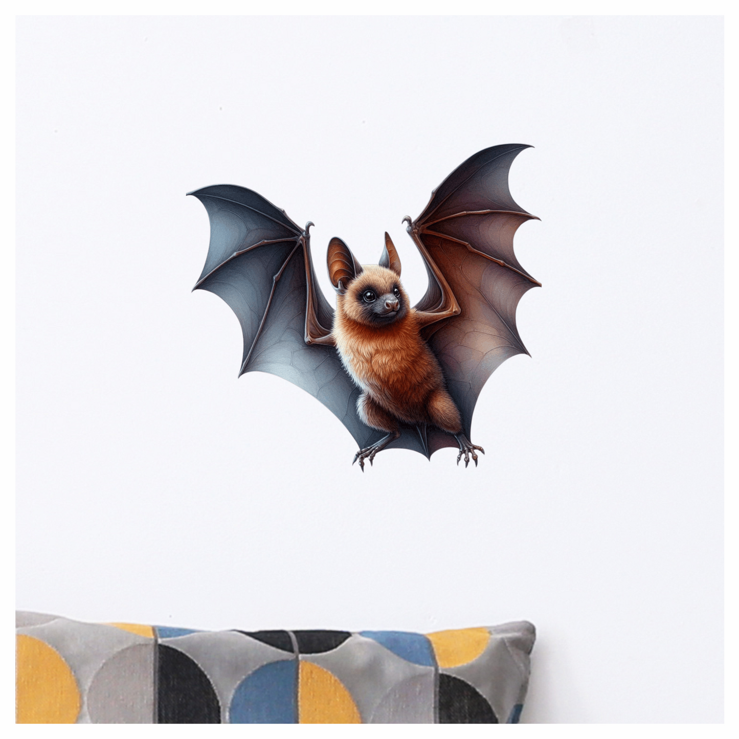 Brown Bat Open Wings Flying Vinyl Sticker Decal