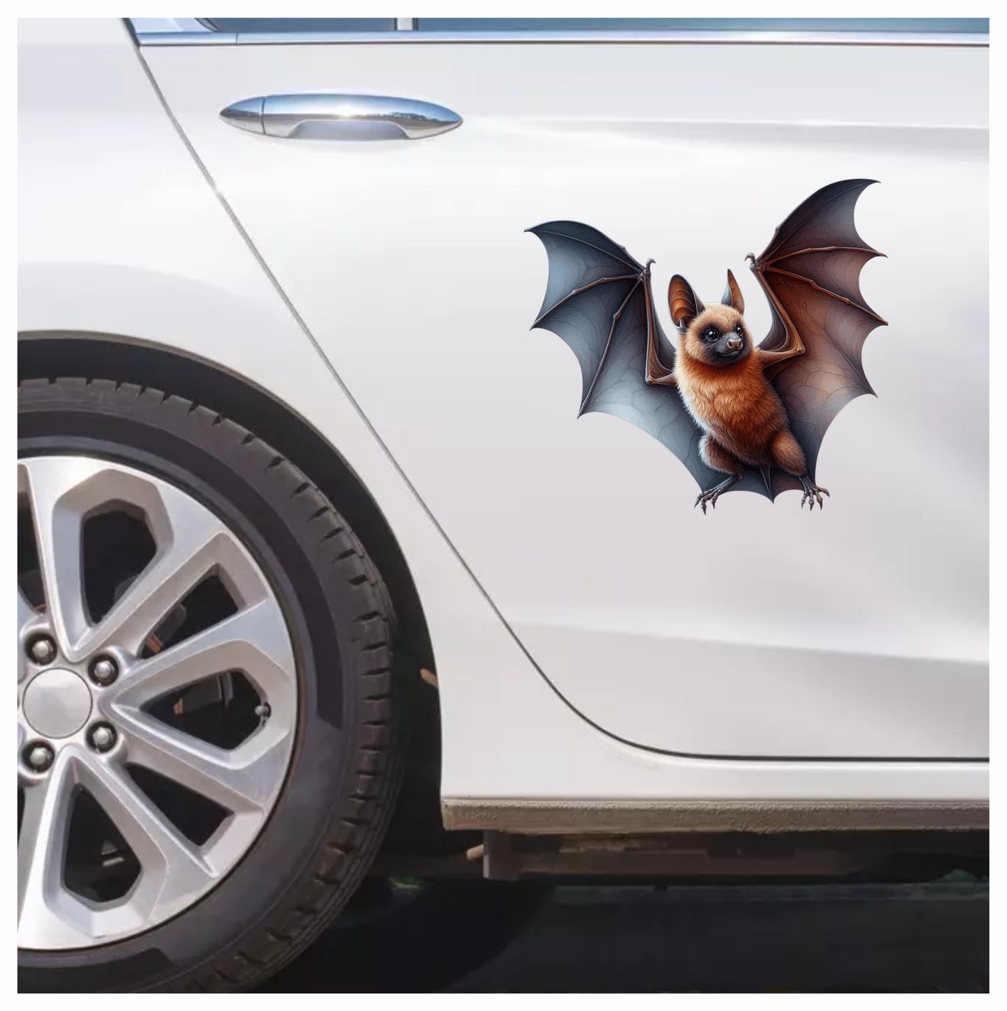 Brown Bat Open Wings Flying Vinyl Sticker Decal