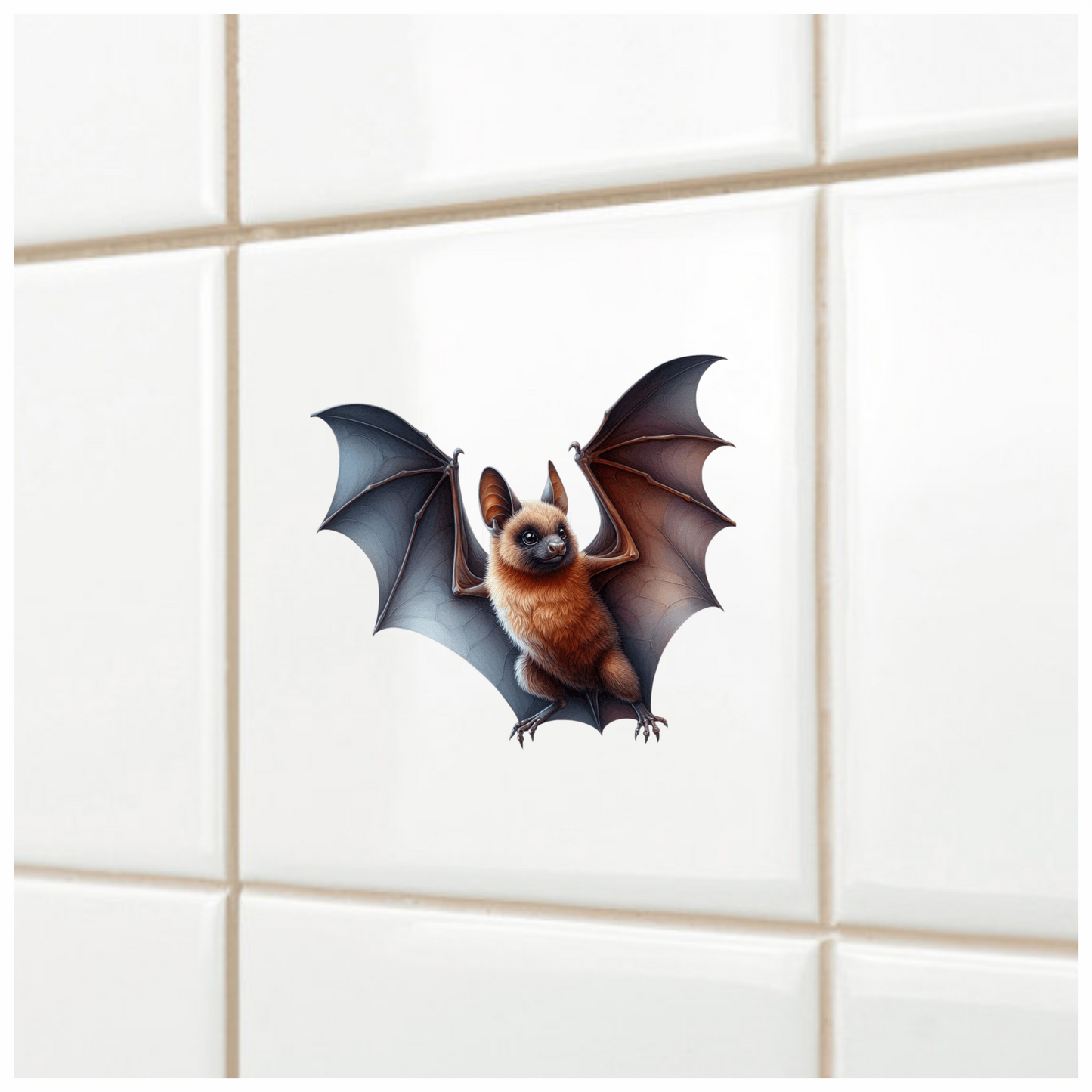 Brown Bat Open Wings Flying Vinyl Sticker Decal