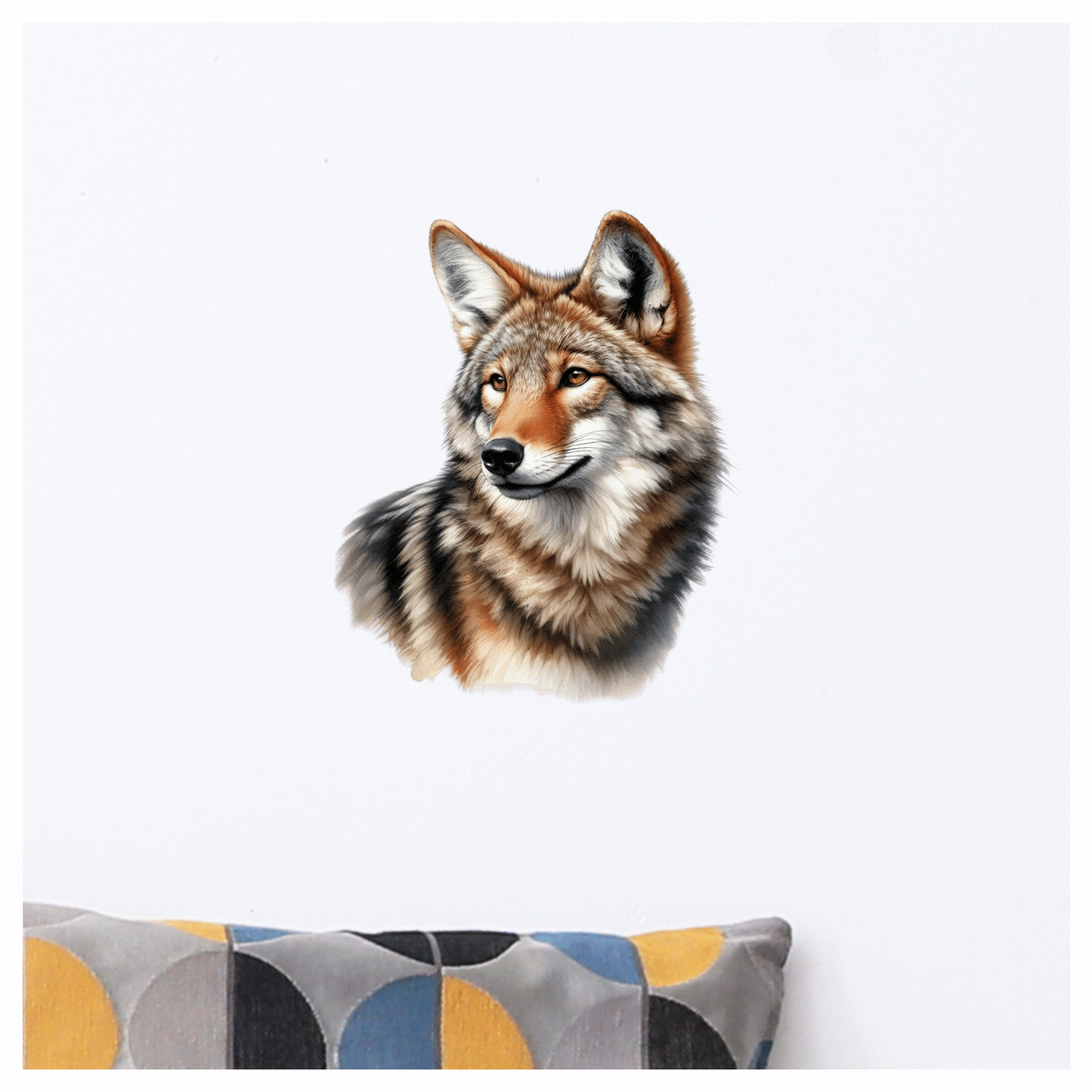 Brown Coyote Realistic Animal Portrait Vinyl Sticker Decal