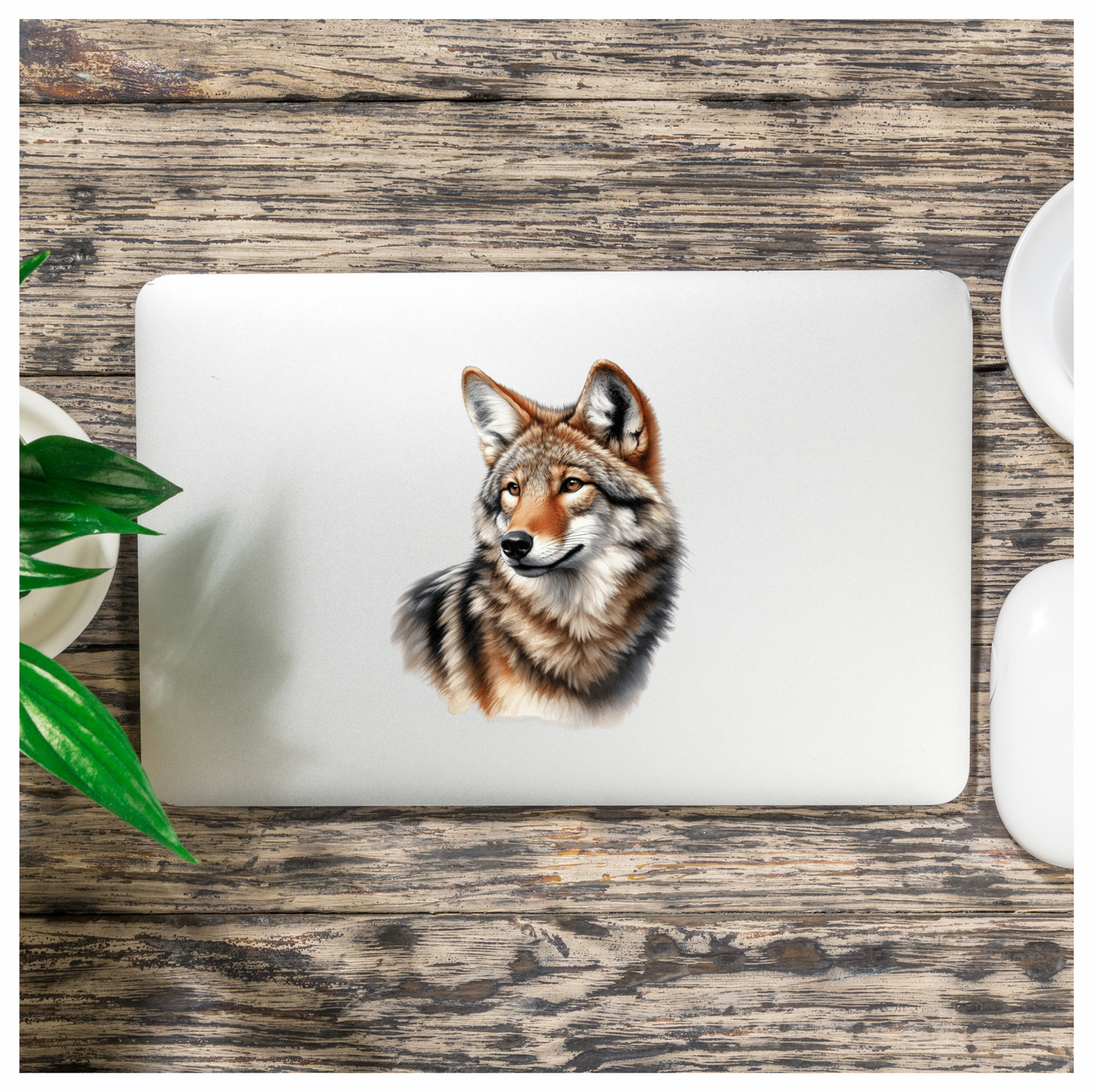 Brown Coyote Realistic Animal Portrait Vinyl Sticker Decal