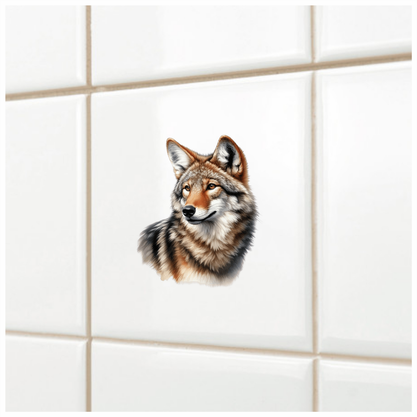 Brown Coyote Realistic Animal Portrait Vinyl Sticker Decal