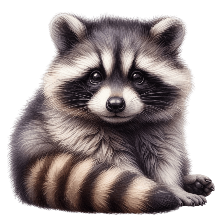 Gray Baby Raccoon Sitting Cute Vinyl Sticker Decal