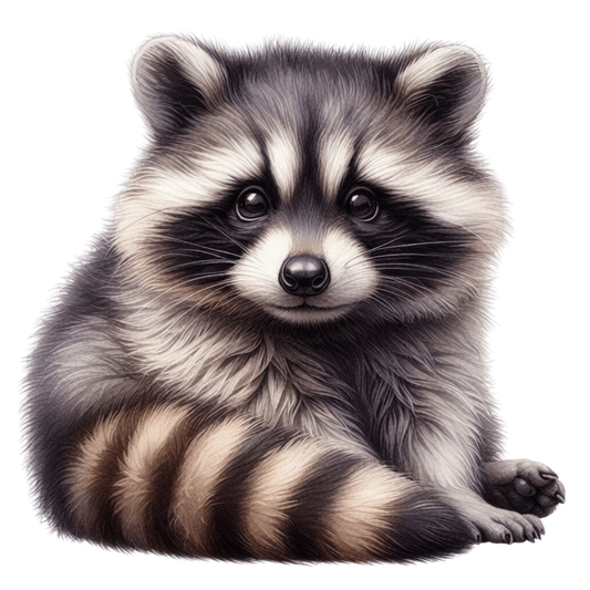 Gray Baby Raccoon Sitting Cute Vinyl Sticker Decal