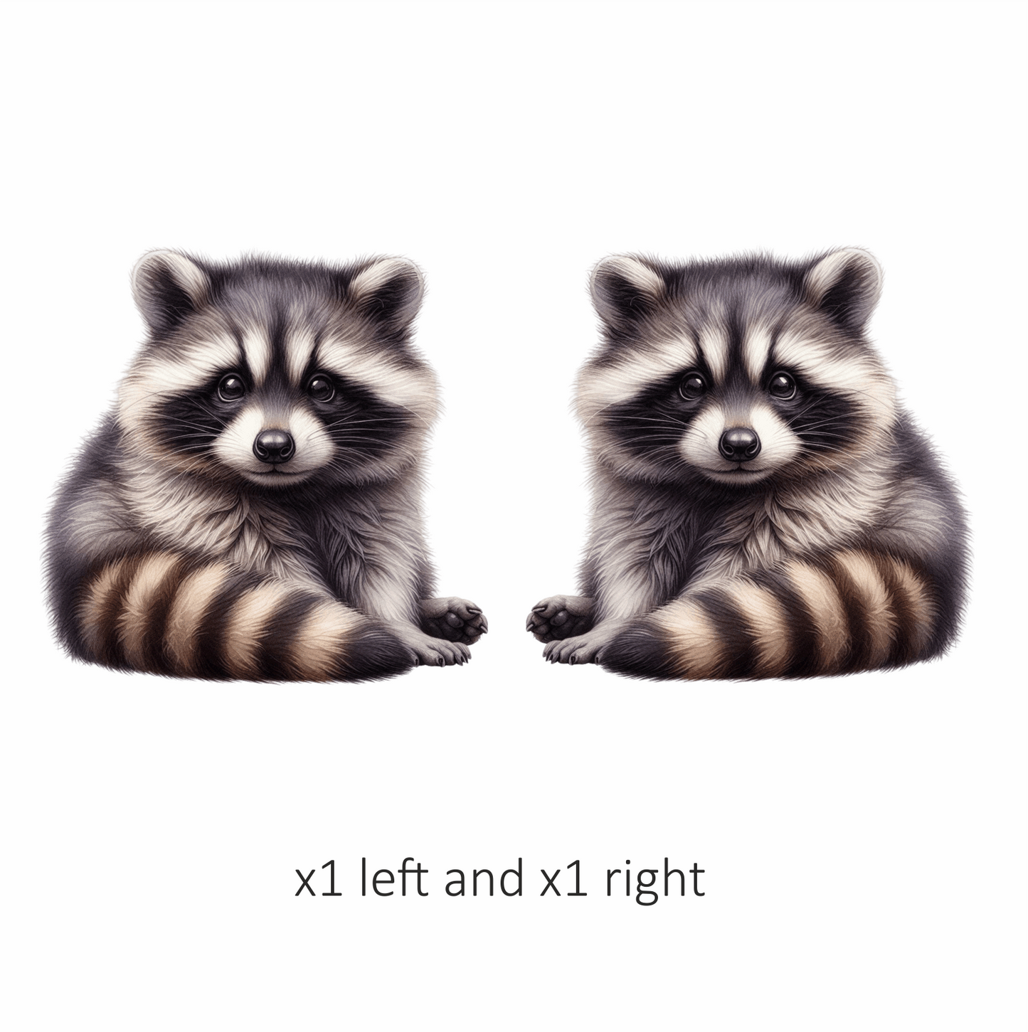 Gray Baby Raccoon Sitting Cute Vinyl Sticker Decal