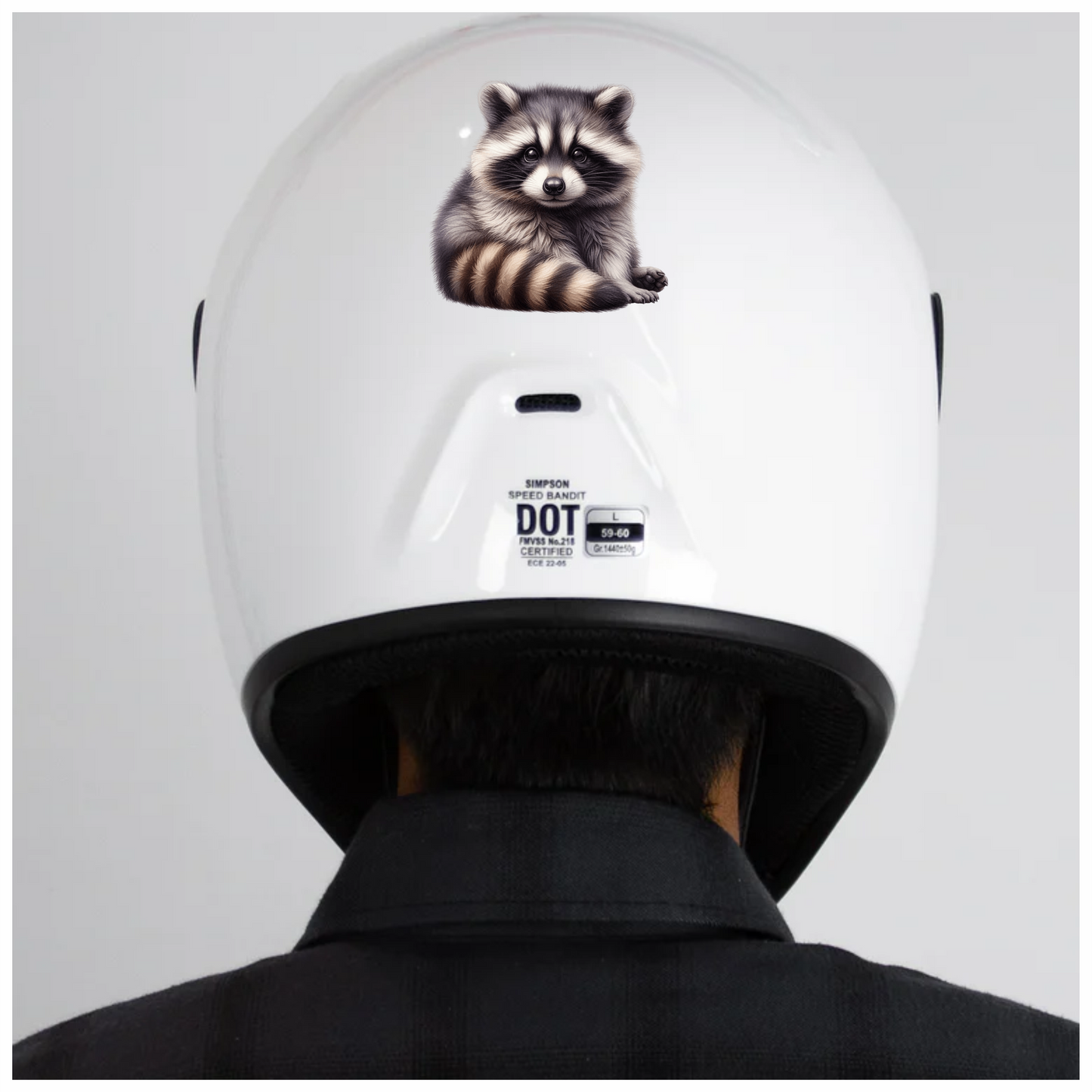 Gray Baby Raccoon Sitting Cute Vinyl Sticker Decal