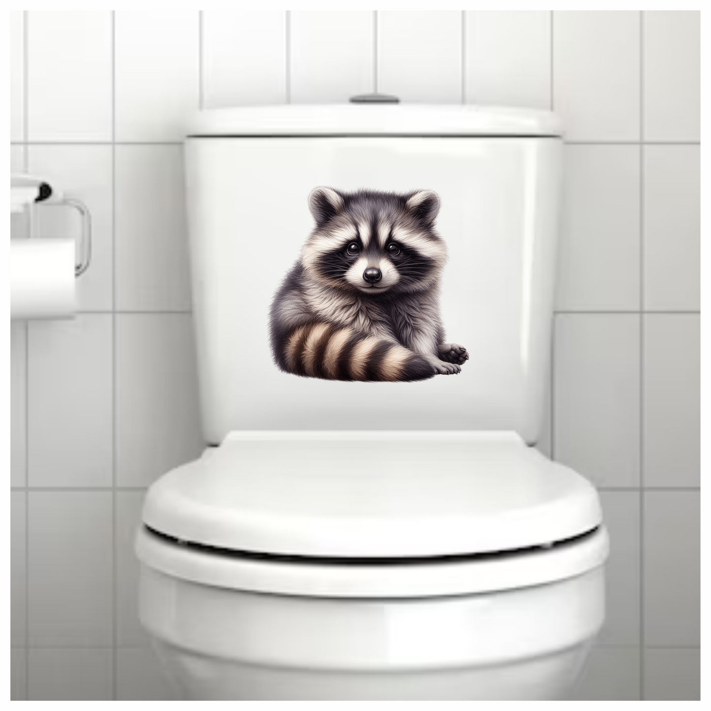 Gray Baby Raccoon Sitting Cute Vinyl Sticker Decal