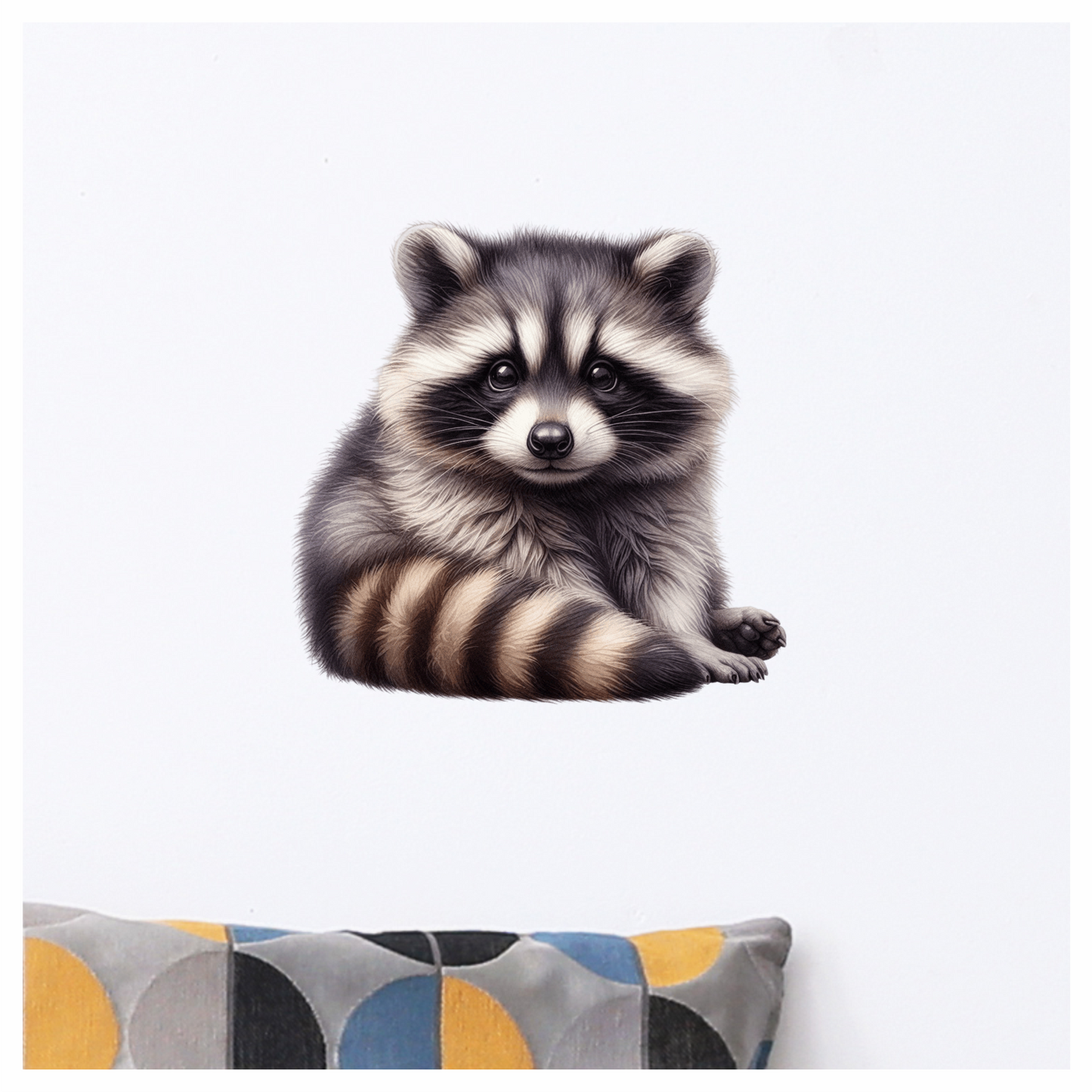 Gray Baby Raccoon Sitting Cute Vinyl Sticker Decal