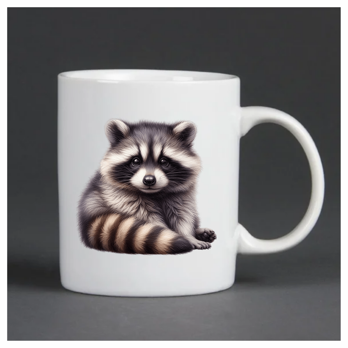 Gray Baby Raccoon Sitting Cute Vinyl Sticker Decal