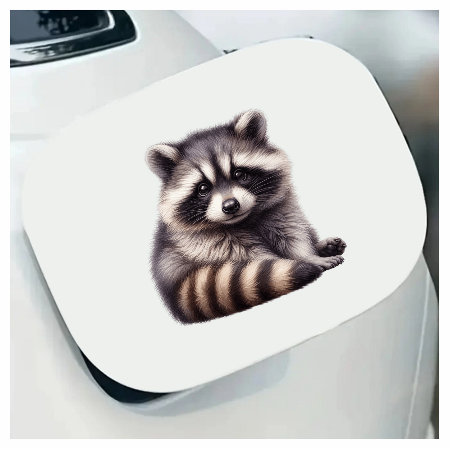Gray Baby Raccoon Sitting Cute Vinyl Sticker Decal