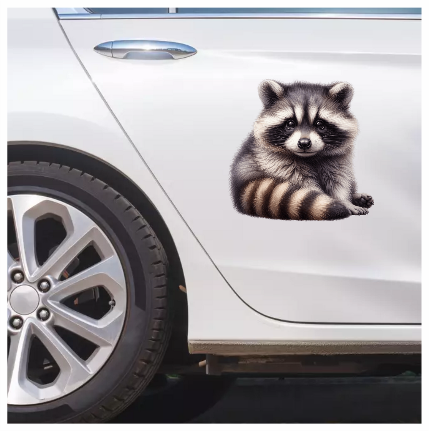 Gray Baby Raccoon Sitting Cute Vinyl Sticker Decal