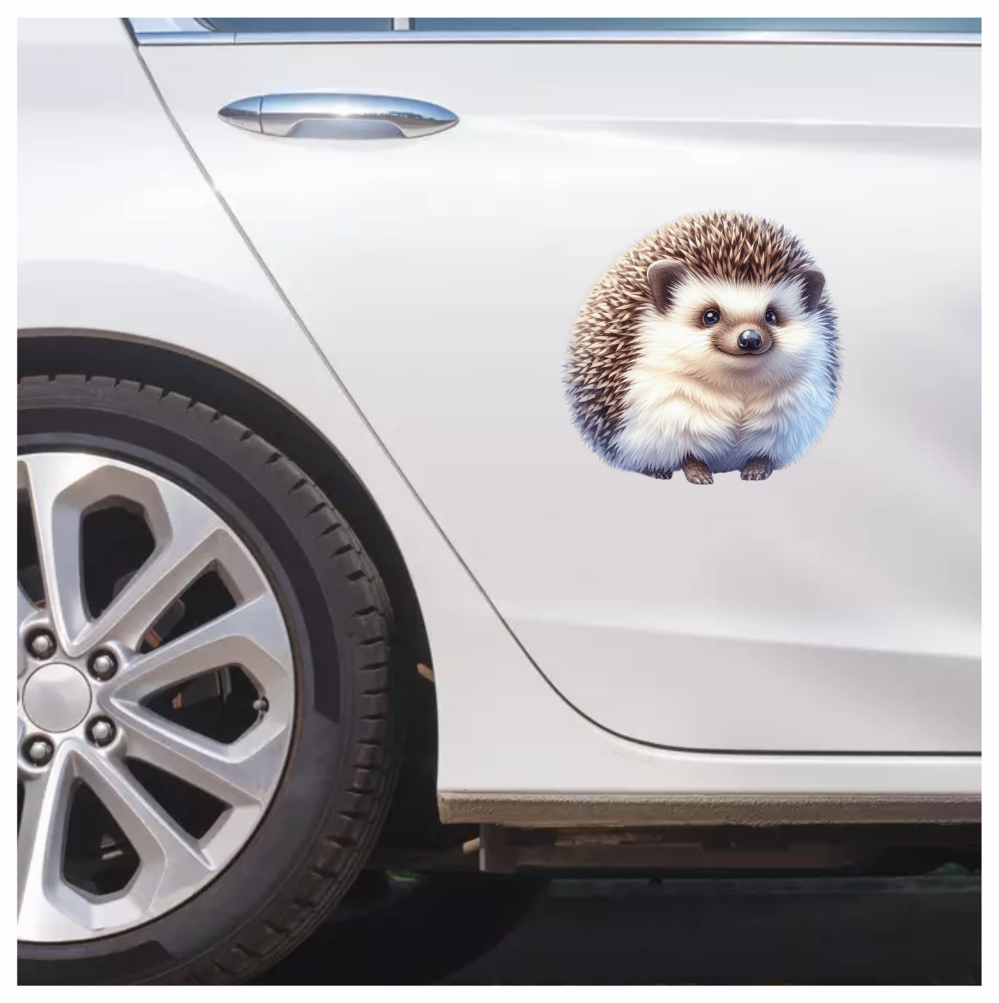 Brown White Cute Hedgehog Animal Vinyl Sticker Decal