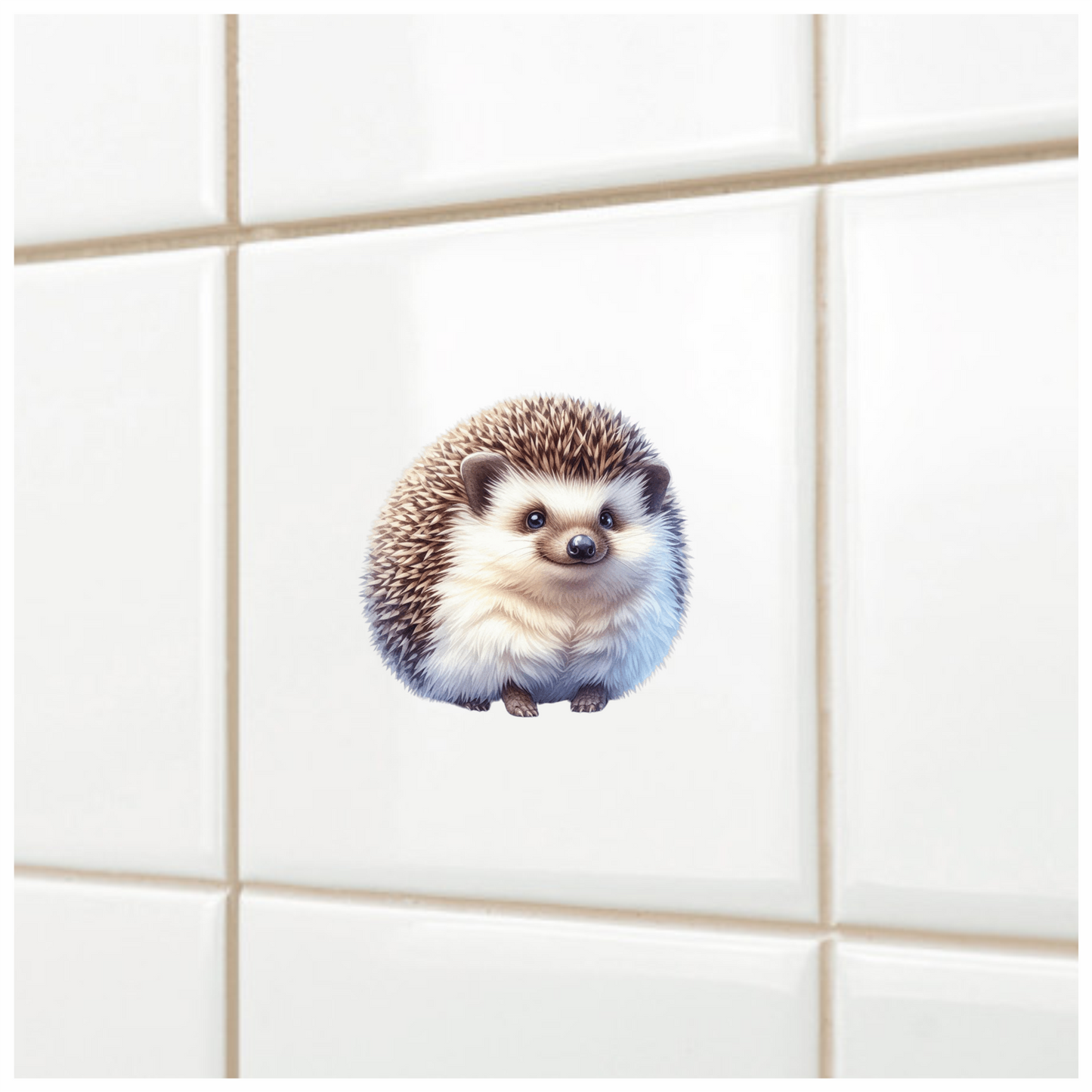 Brown White Cute Hedgehog Animal Vinyl Sticker Decal