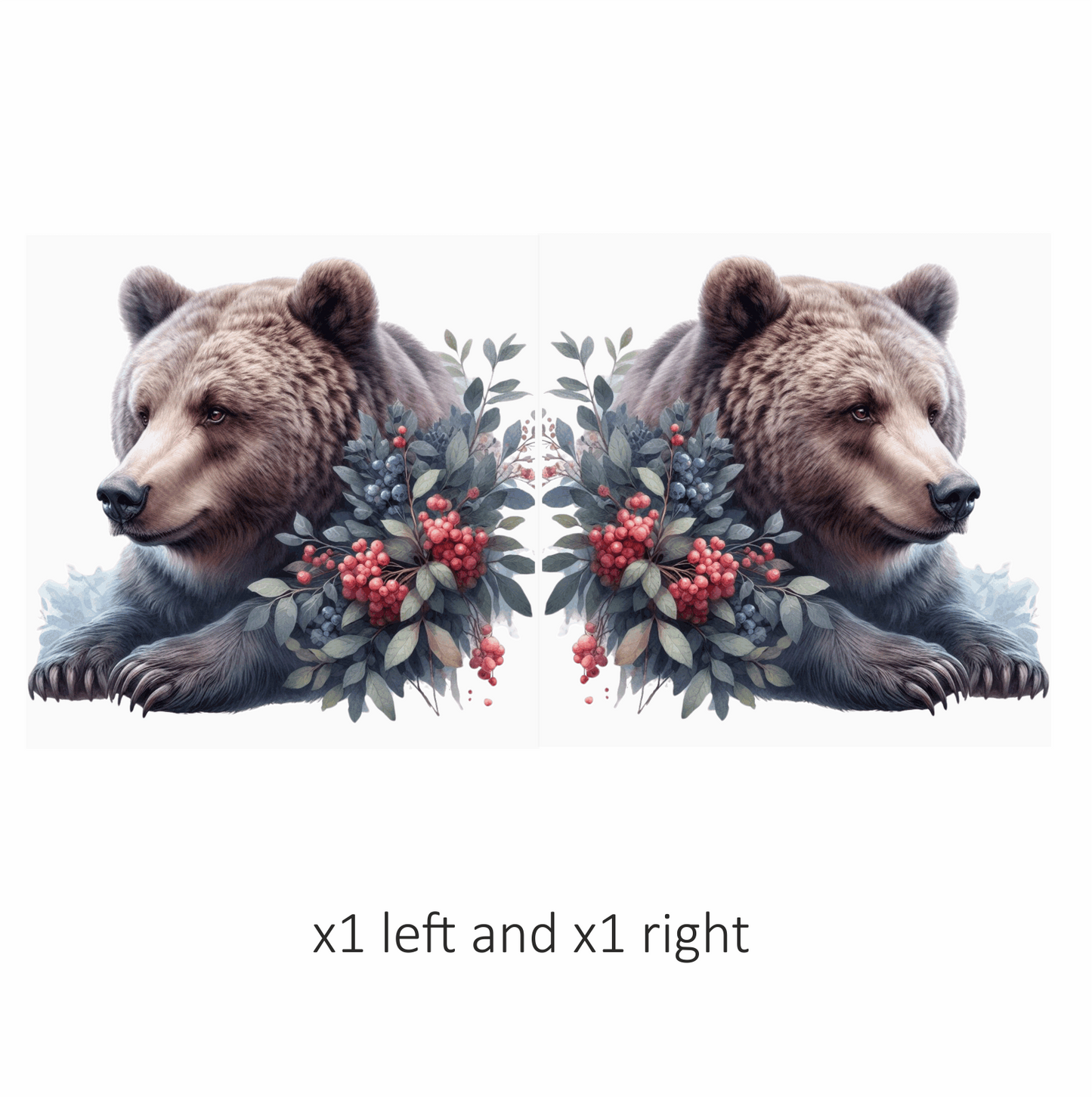 Brown Bear Forest Berries Vinyl Sticker Decal