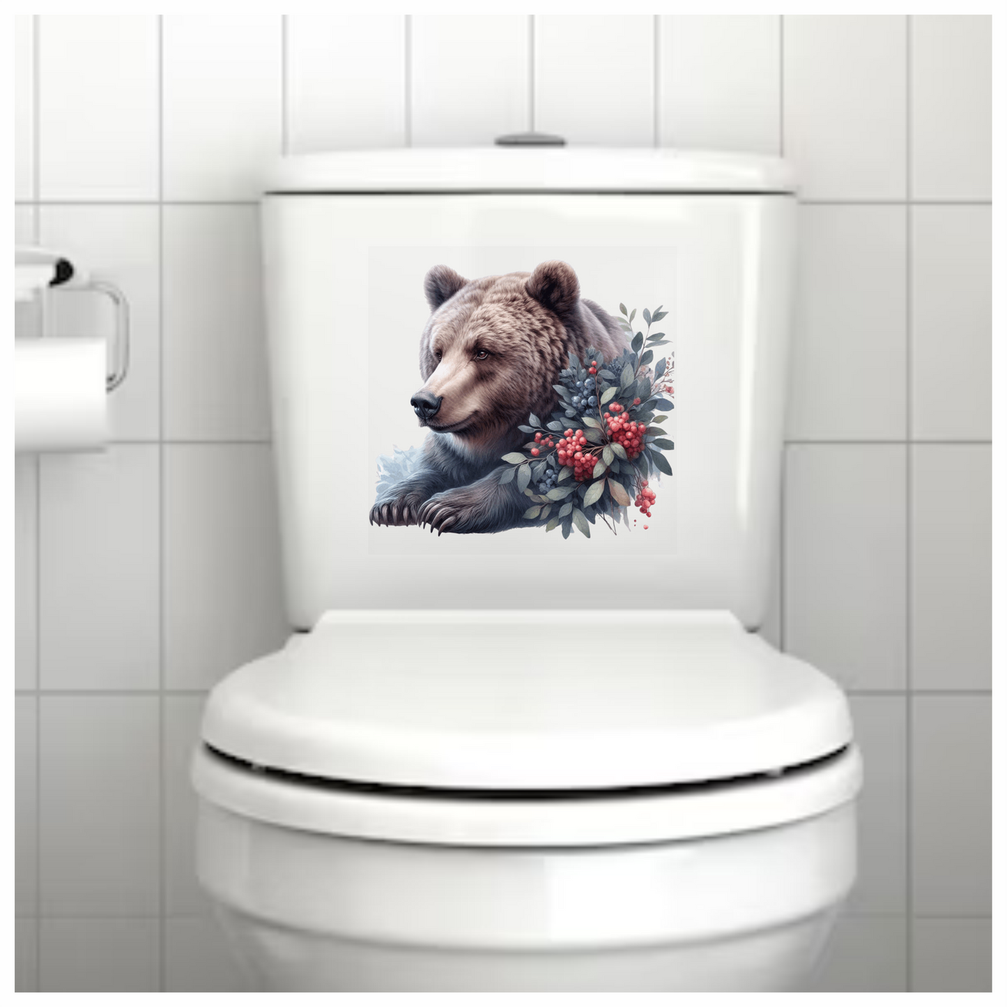 Brown Bear Forest Berries Vinyl Sticker Decal