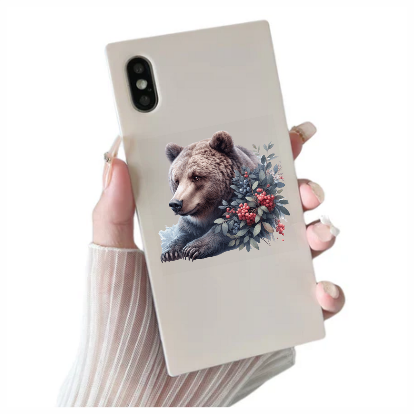 Brown Bear Forest Berries Vinyl Sticker Decal