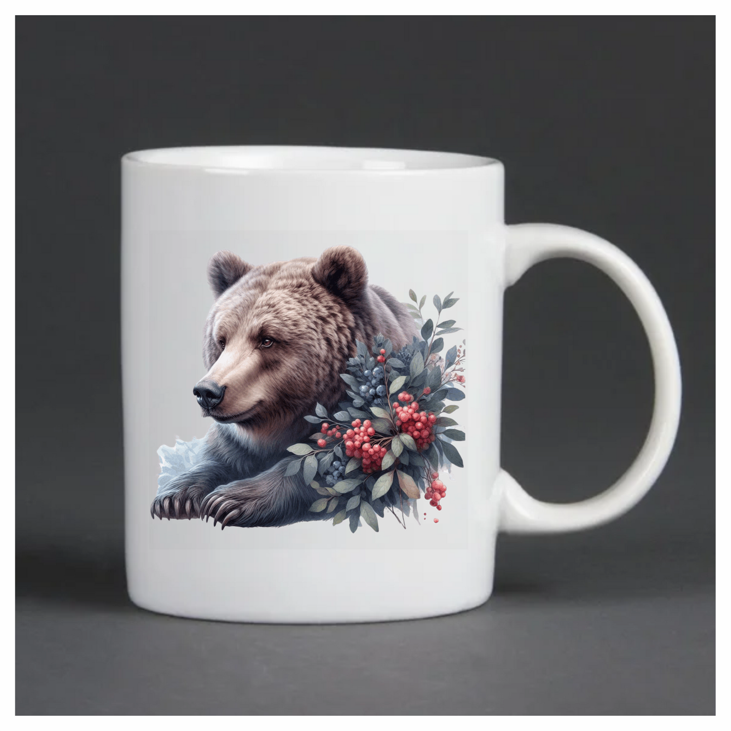 Brown Bear Forest Berries Vinyl Sticker Decal