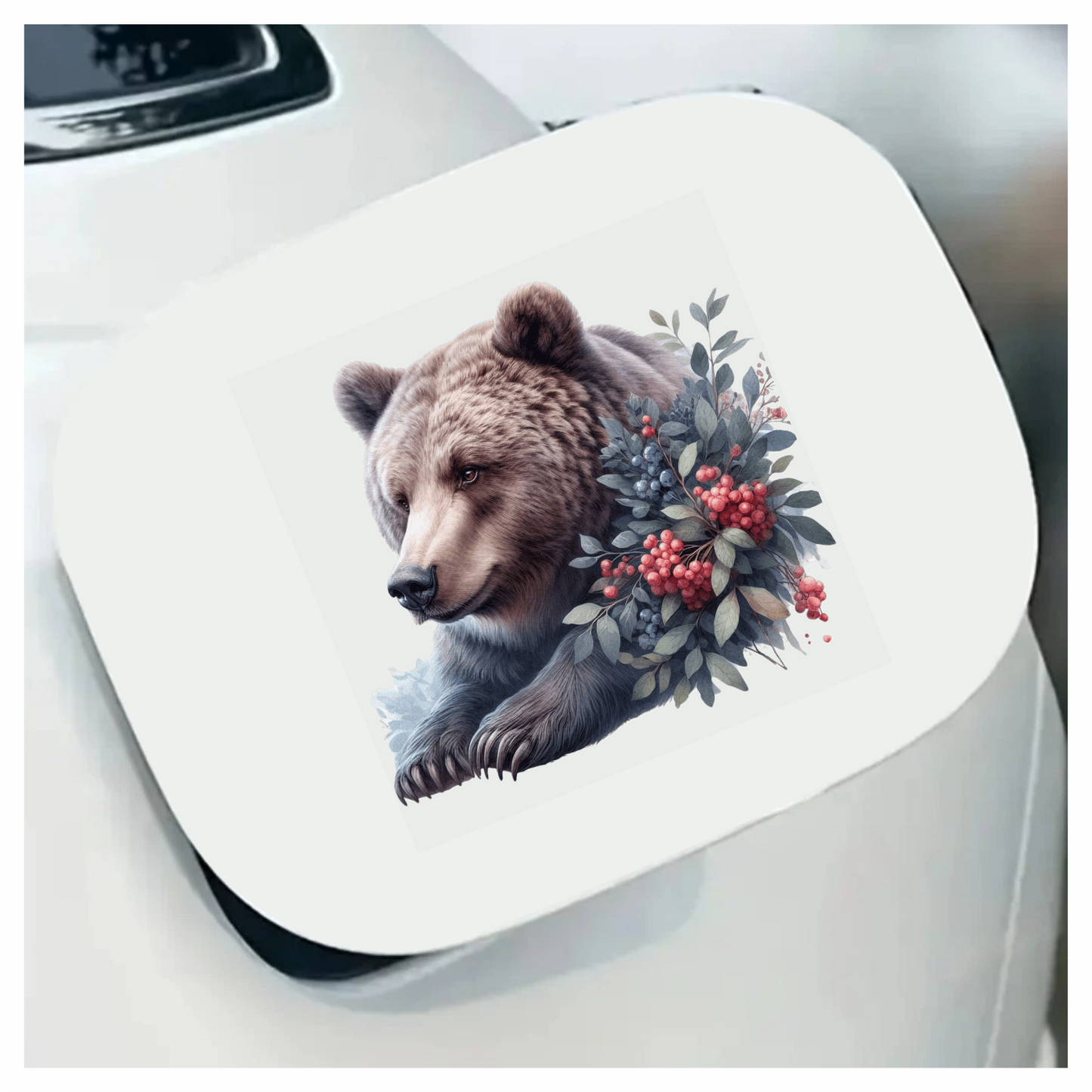 Brown Bear Forest Berries Vinyl Sticker Decal