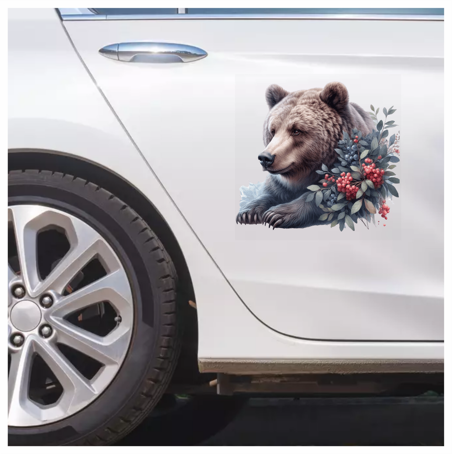Brown Bear Forest Berries Vinyl Sticker Decal
