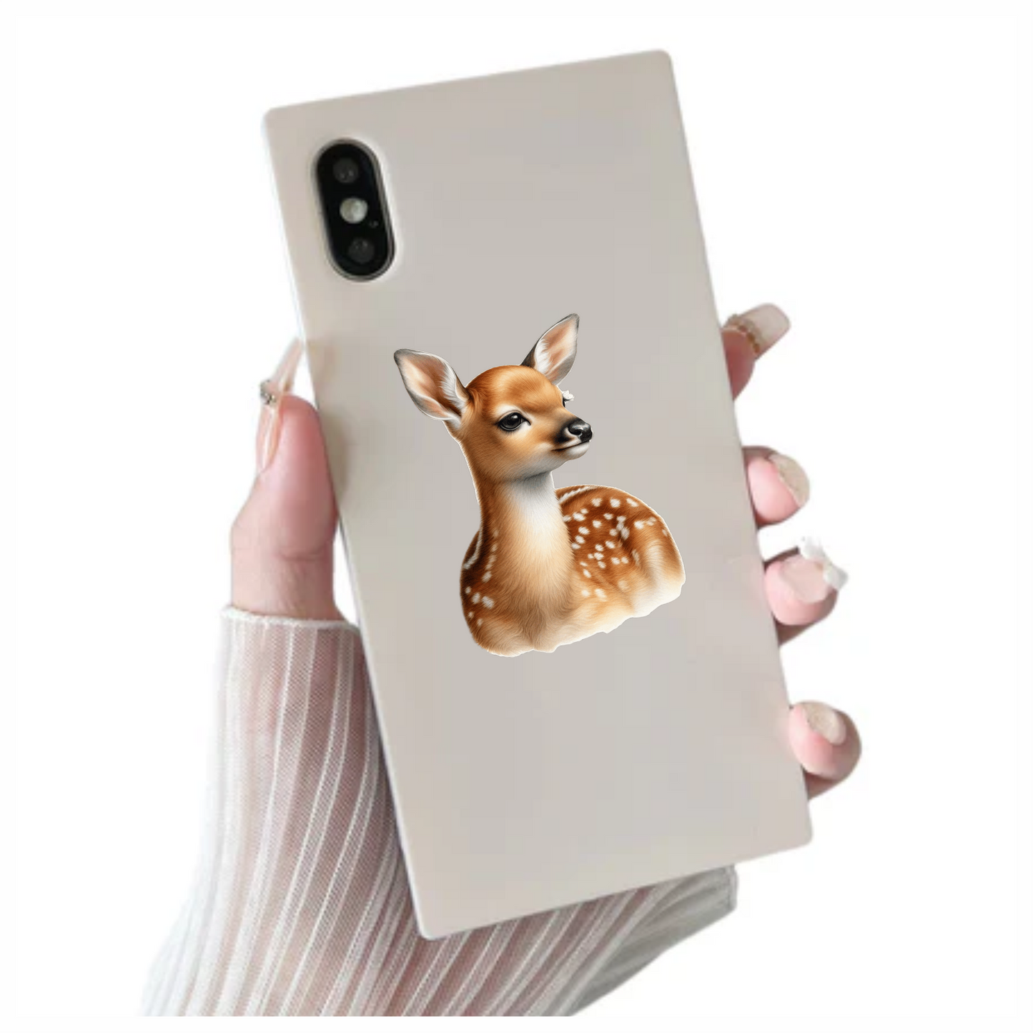 Brown Baby Deer Fawn Portrait Vinyl Sticker Decal