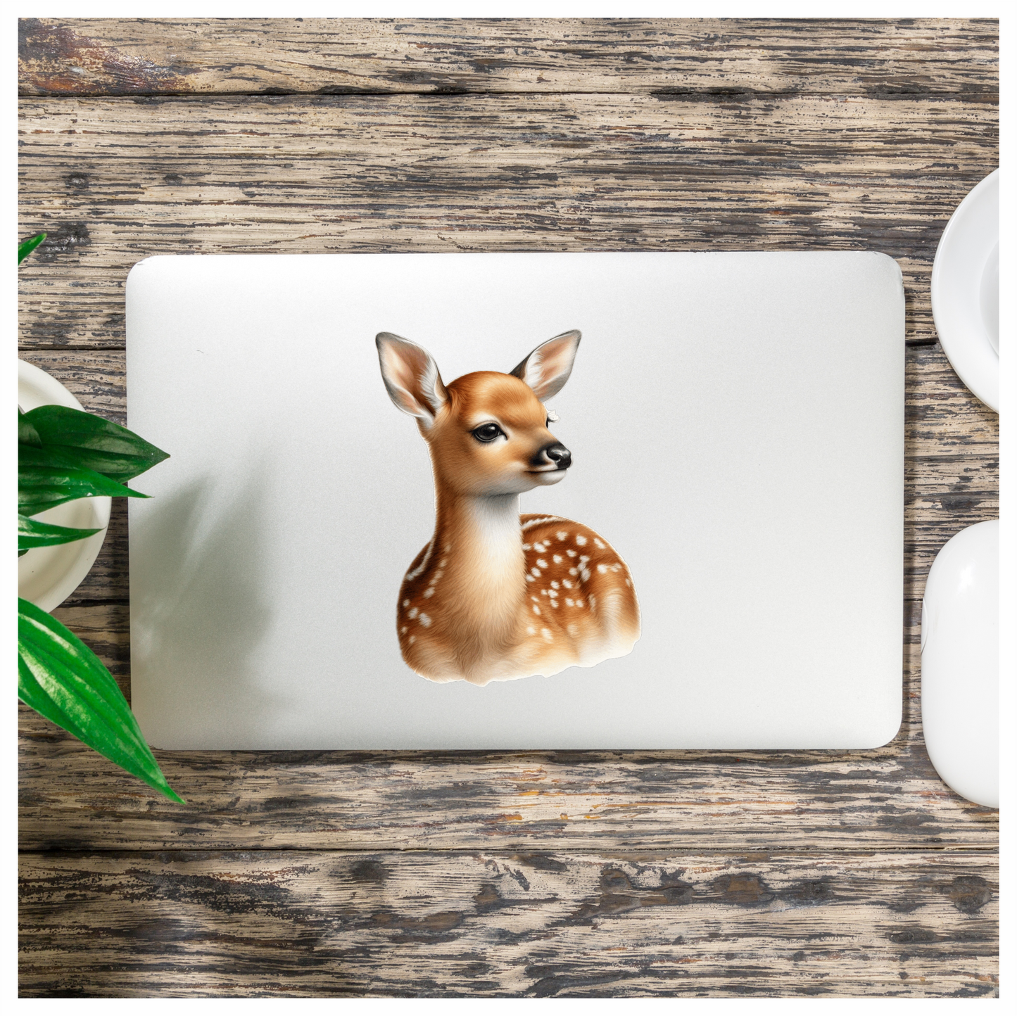 Brown Baby Deer Fawn Portrait Vinyl Sticker Decal