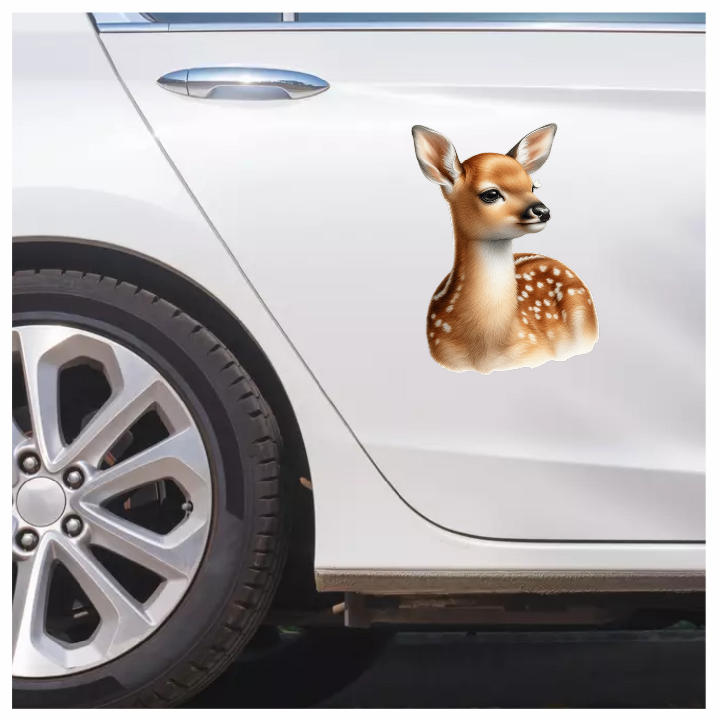 Brown Baby Deer Fawn Portrait Vinyl Sticker Decal