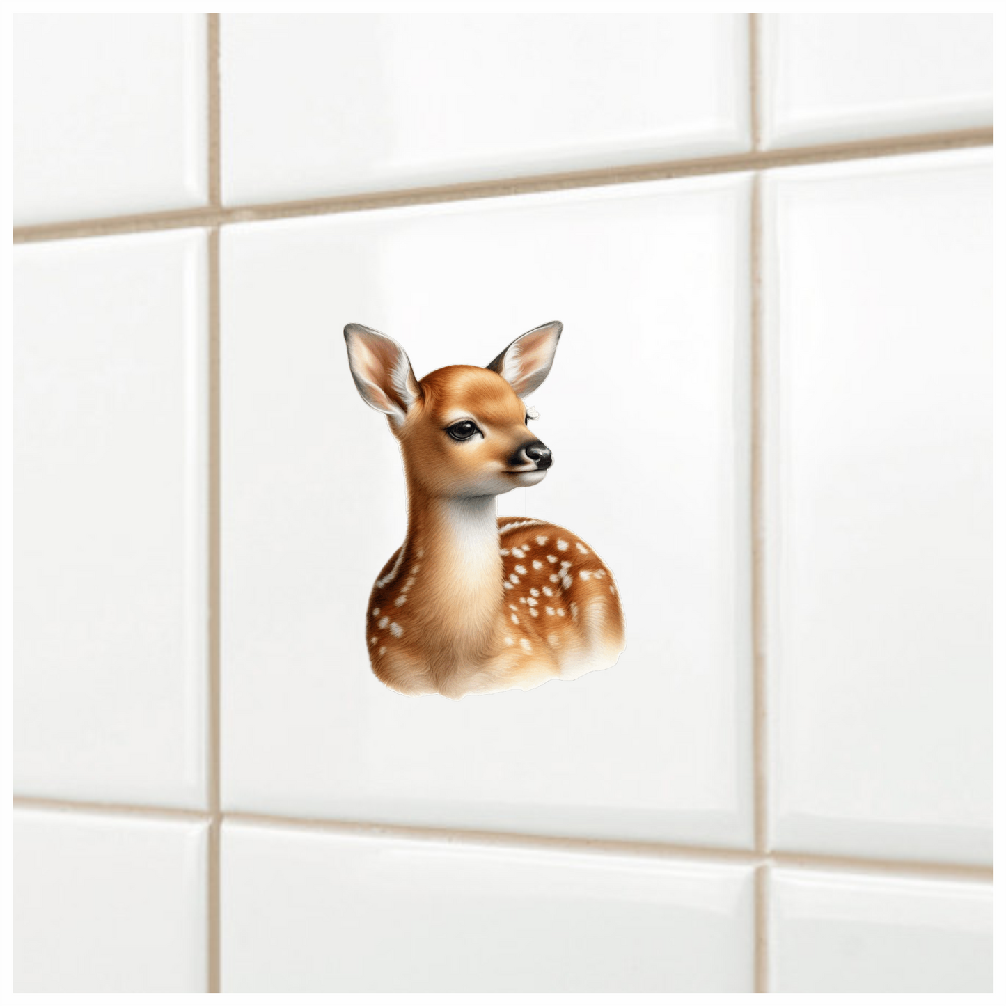 Brown Baby Deer Fawn Portrait Vinyl Sticker Decal