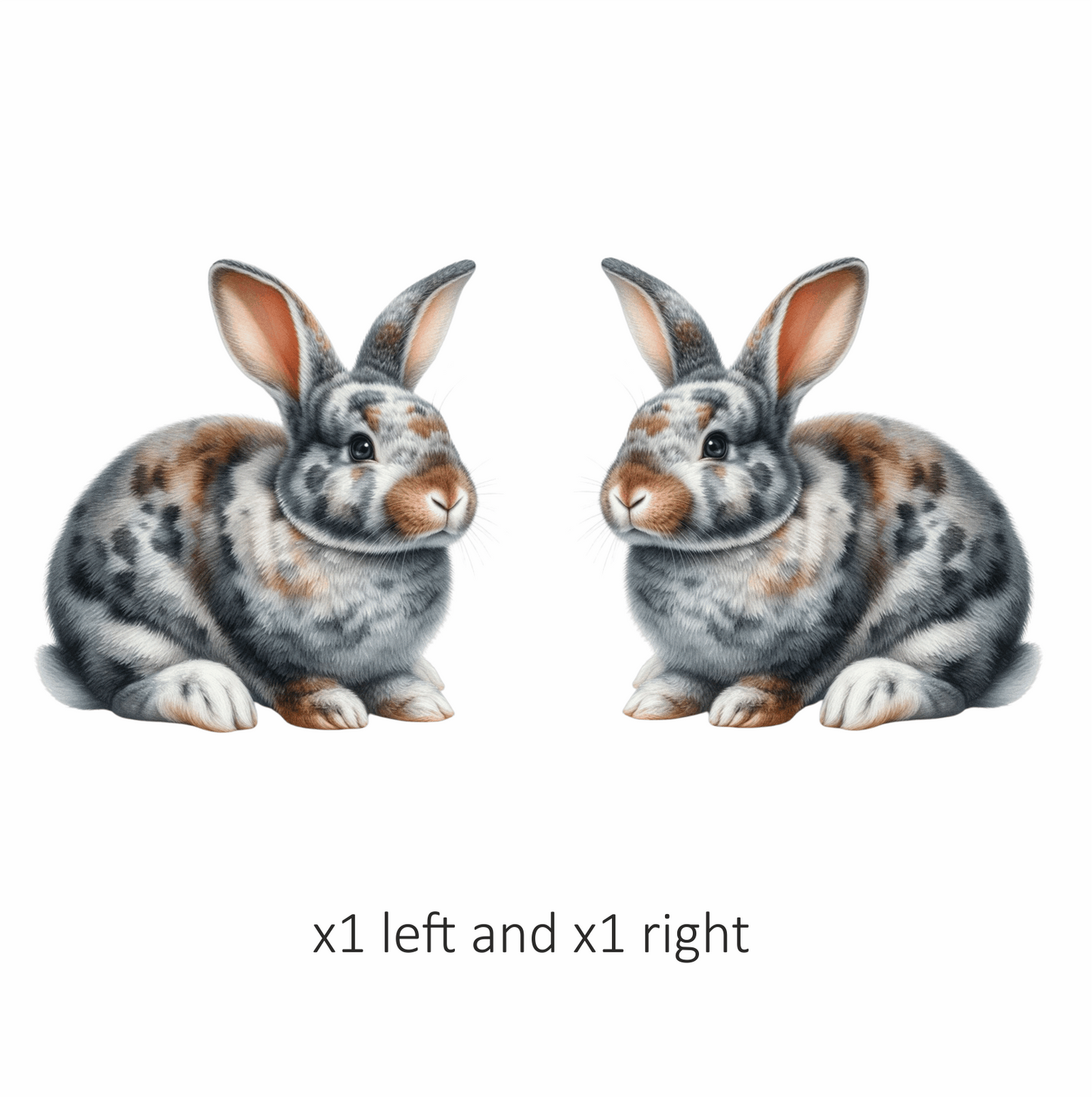 Grey White Brown Spotted Rabbit Vinyl Sticker Decal