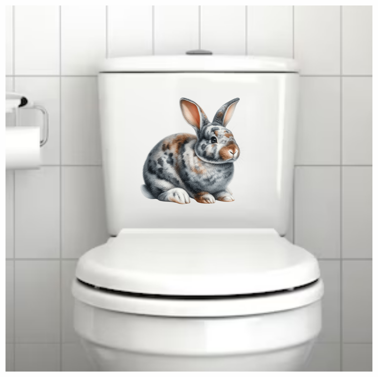 Grey White Brown Spotted Rabbit Vinyl Sticker Decal