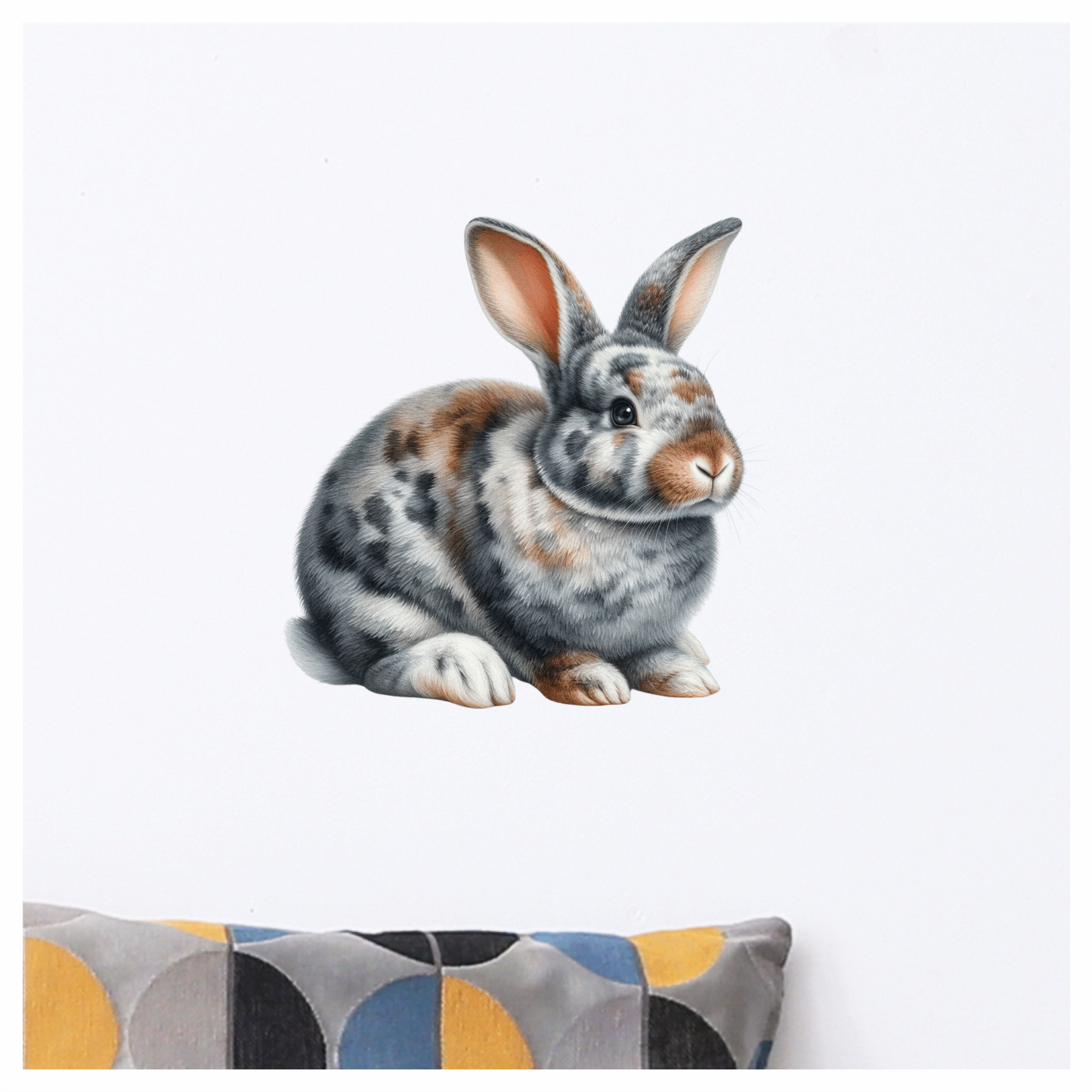Grey White Brown Spotted Rabbit Vinyl Sticker Decal