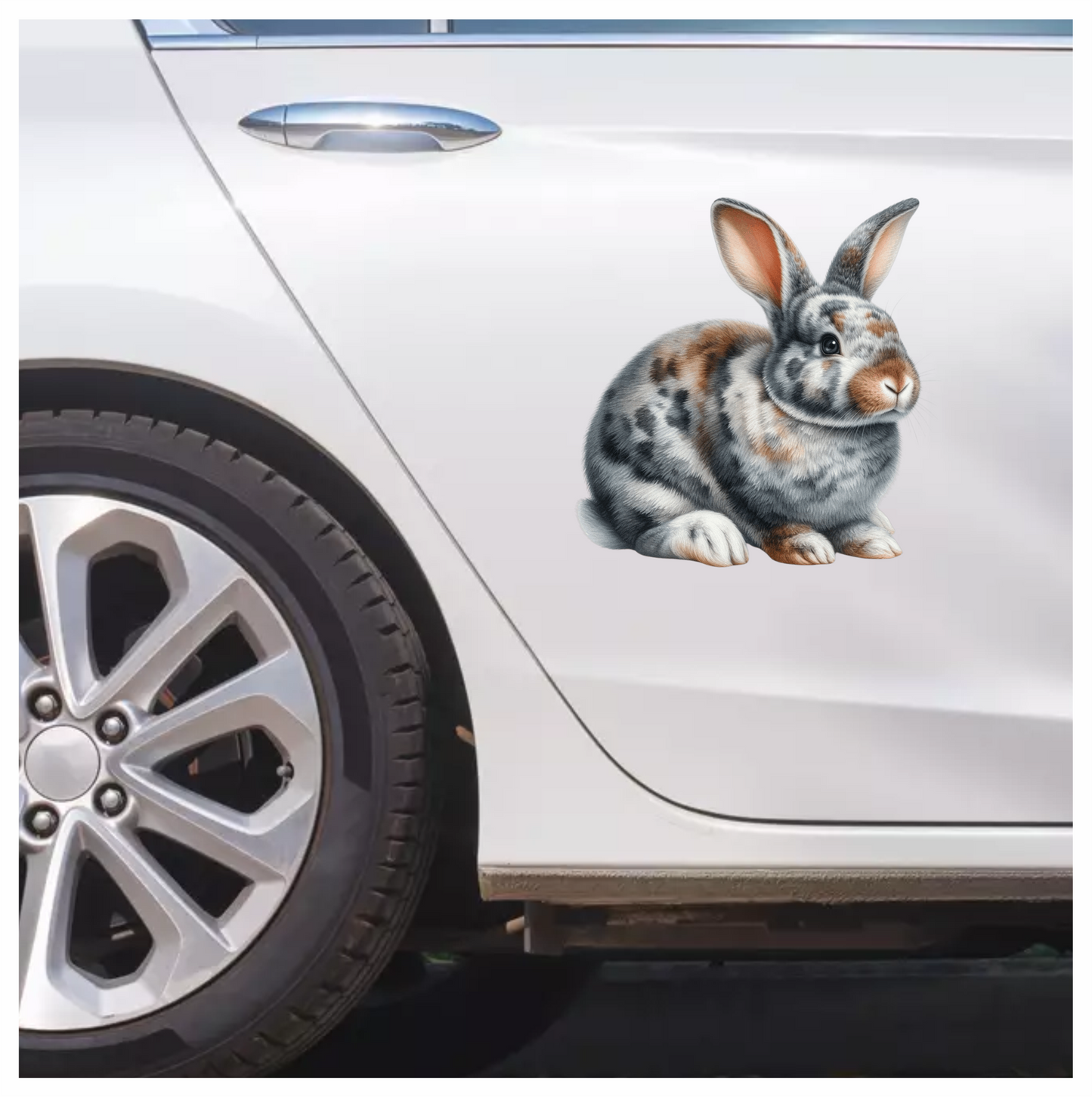 Grey White Brown Spotted Rabbit Vinyl Sticker Decal