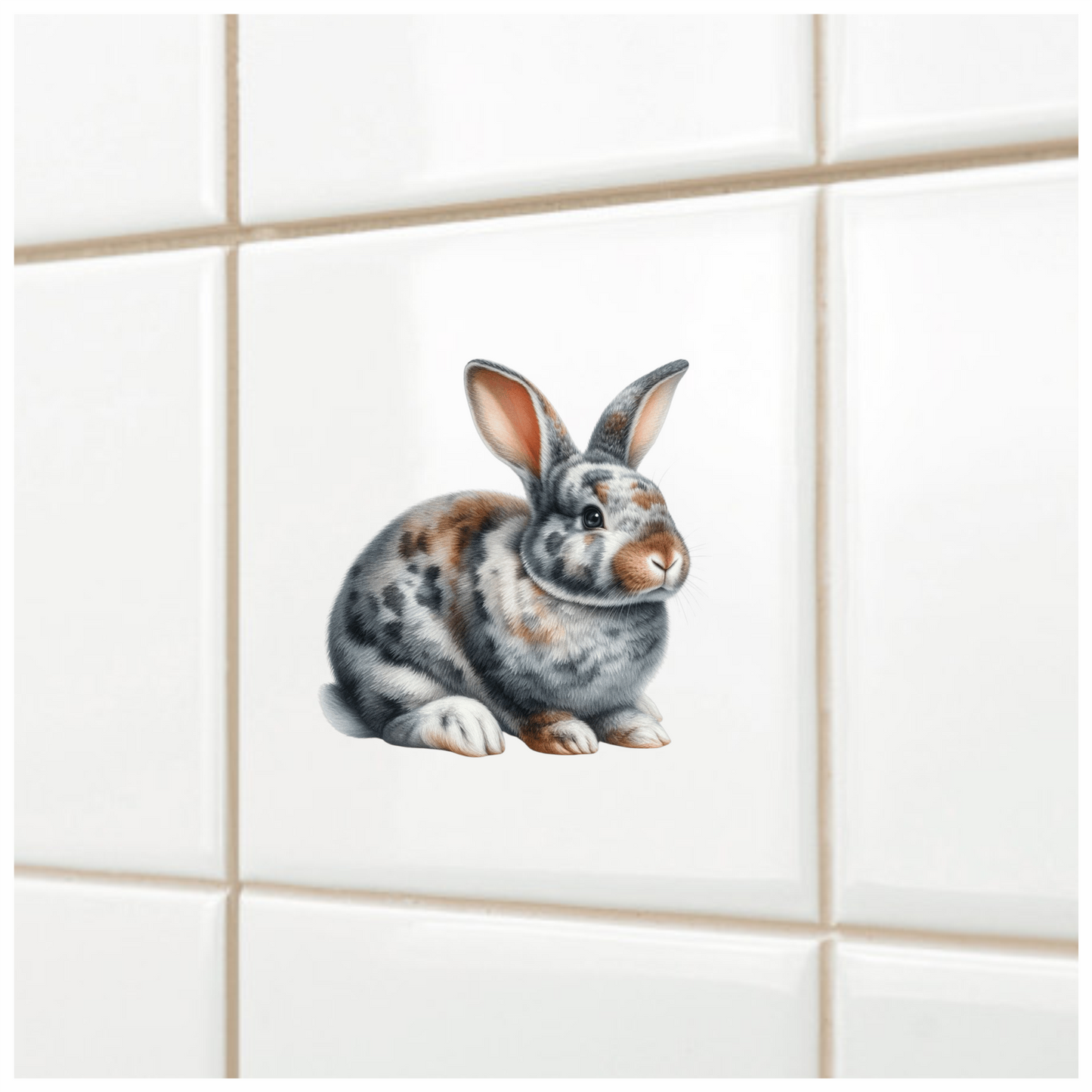 Grey White Brown Spotted Rabbit Vinyl Sticker Decal
