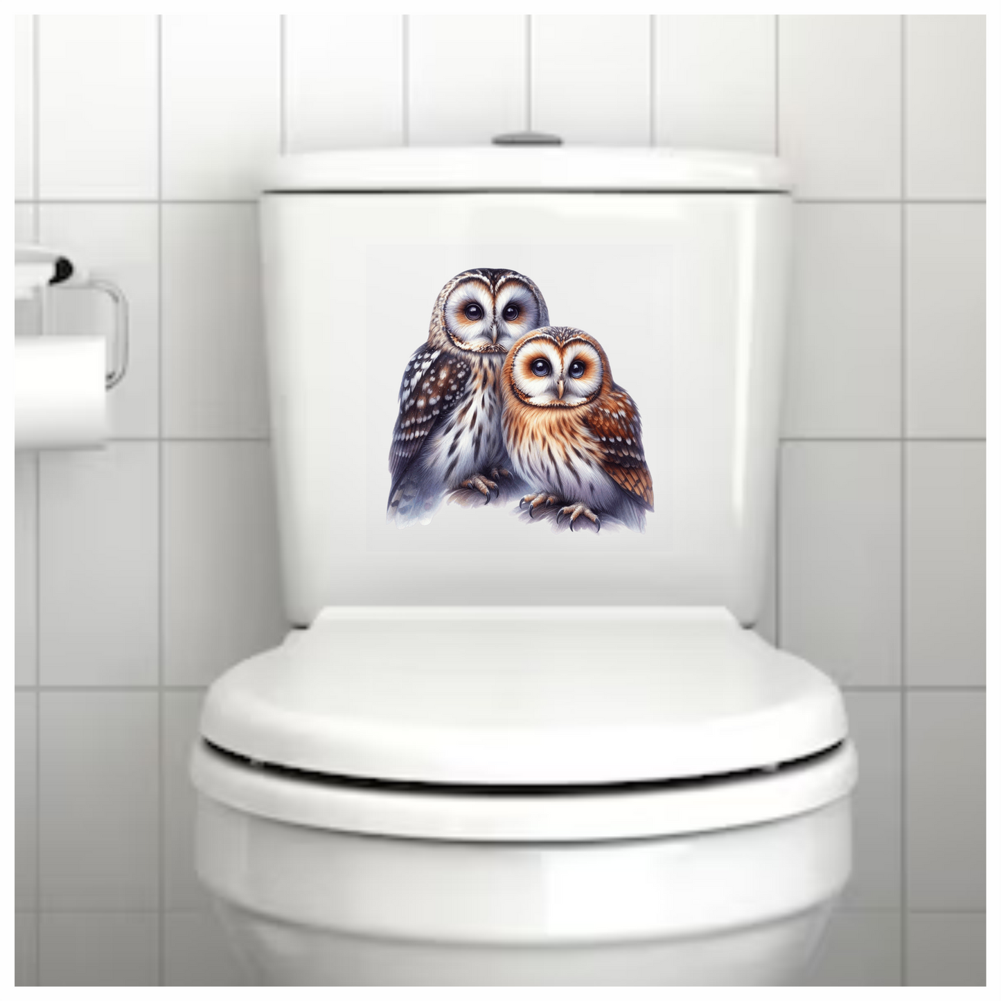 Brown Owl White Owl Together Pair Vinyl Sticker Decal