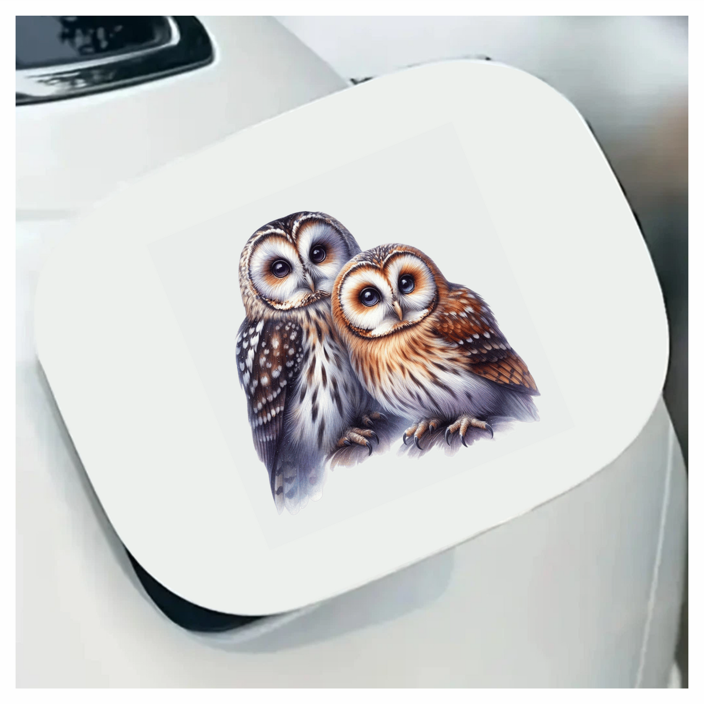 Brown Owl White Owl Together Pair Vinyl Sticker Decal