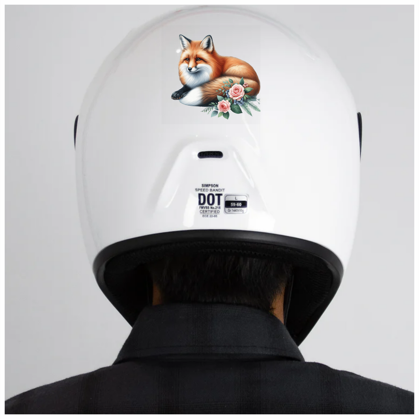 Orange Fox Lying Roses Flowers Vinyl Sticker Decal